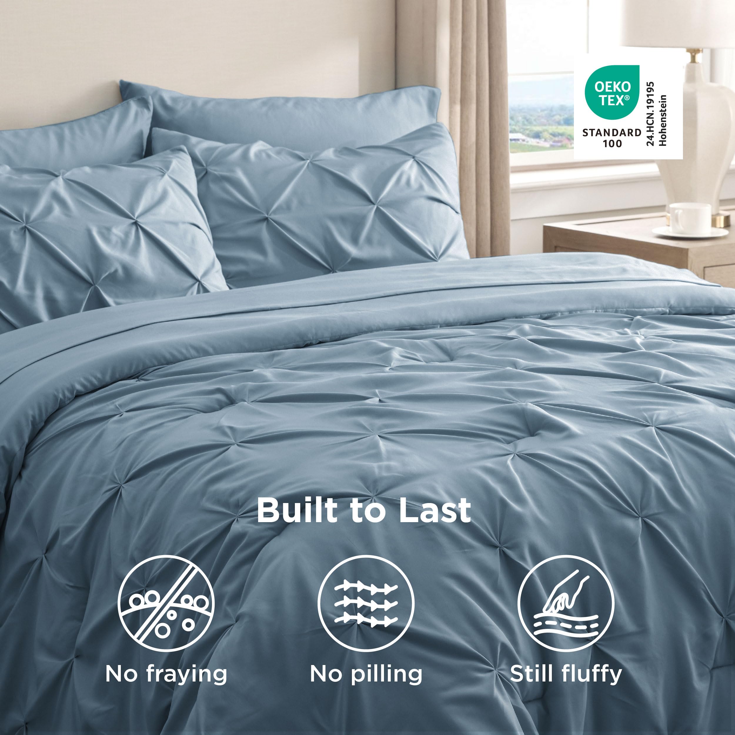 Bedsure easy-care fabric resists fading and shrinking after washing.