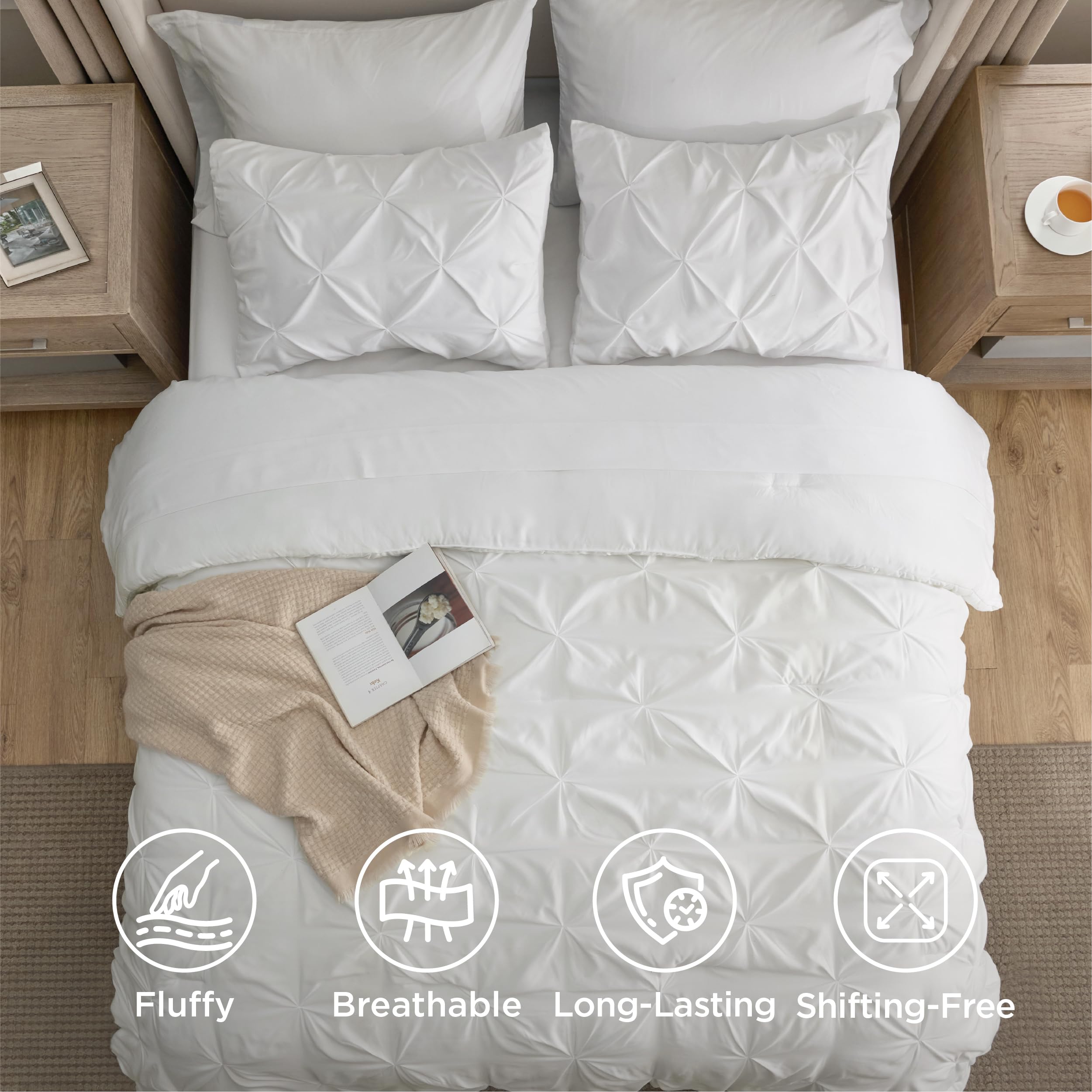 Bedsure easy-care fade-resistant finish close-up promises long-lasting softness after washing