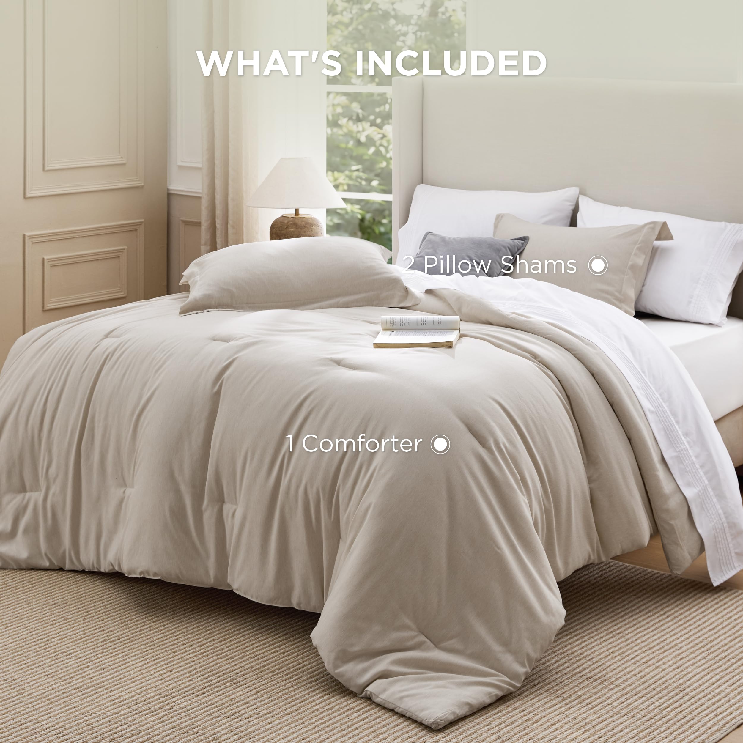 Bedsure beige bedding care label suggests easy cold-wash maintenance