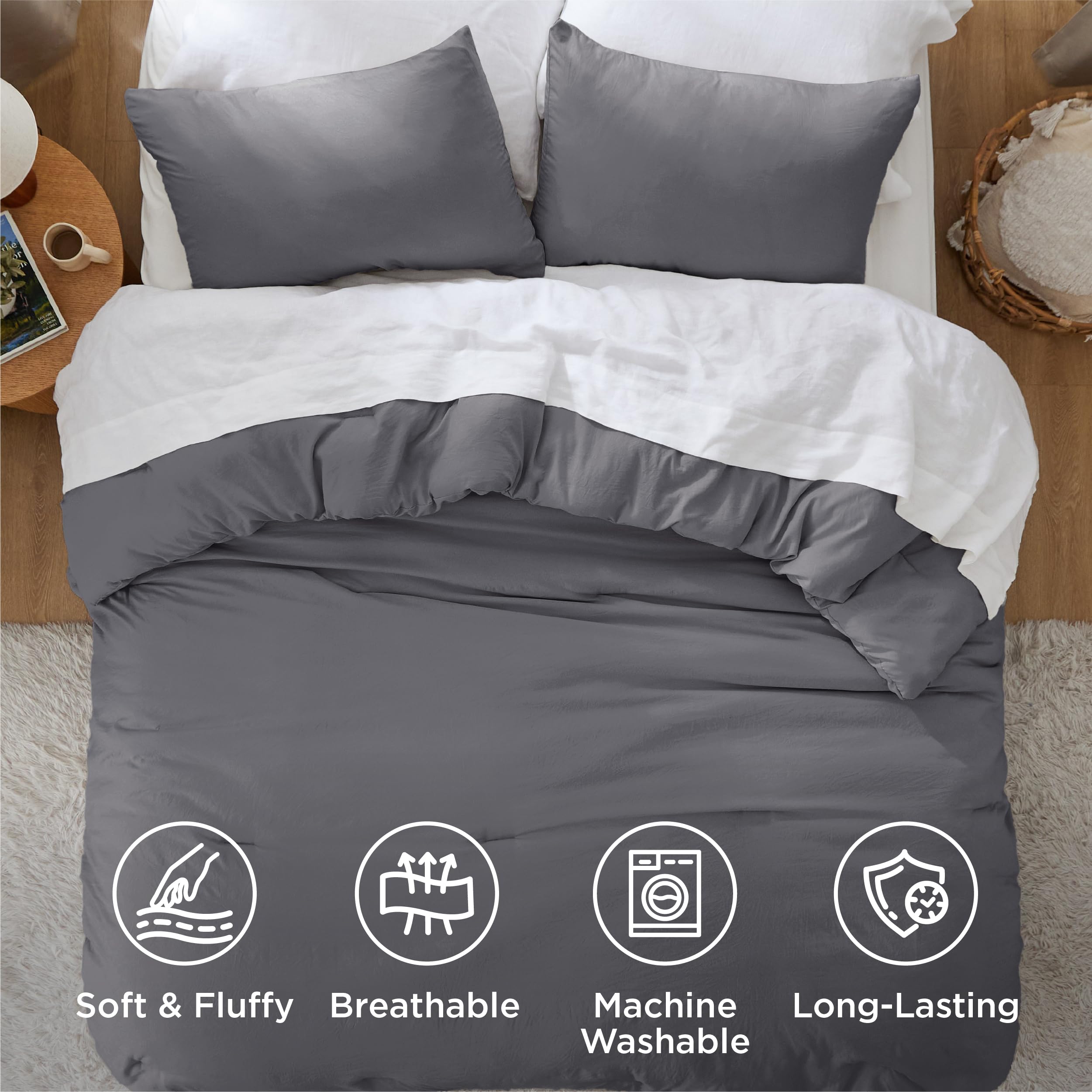 Bedsure easy-care fabric is machine washable for simple laundry days.