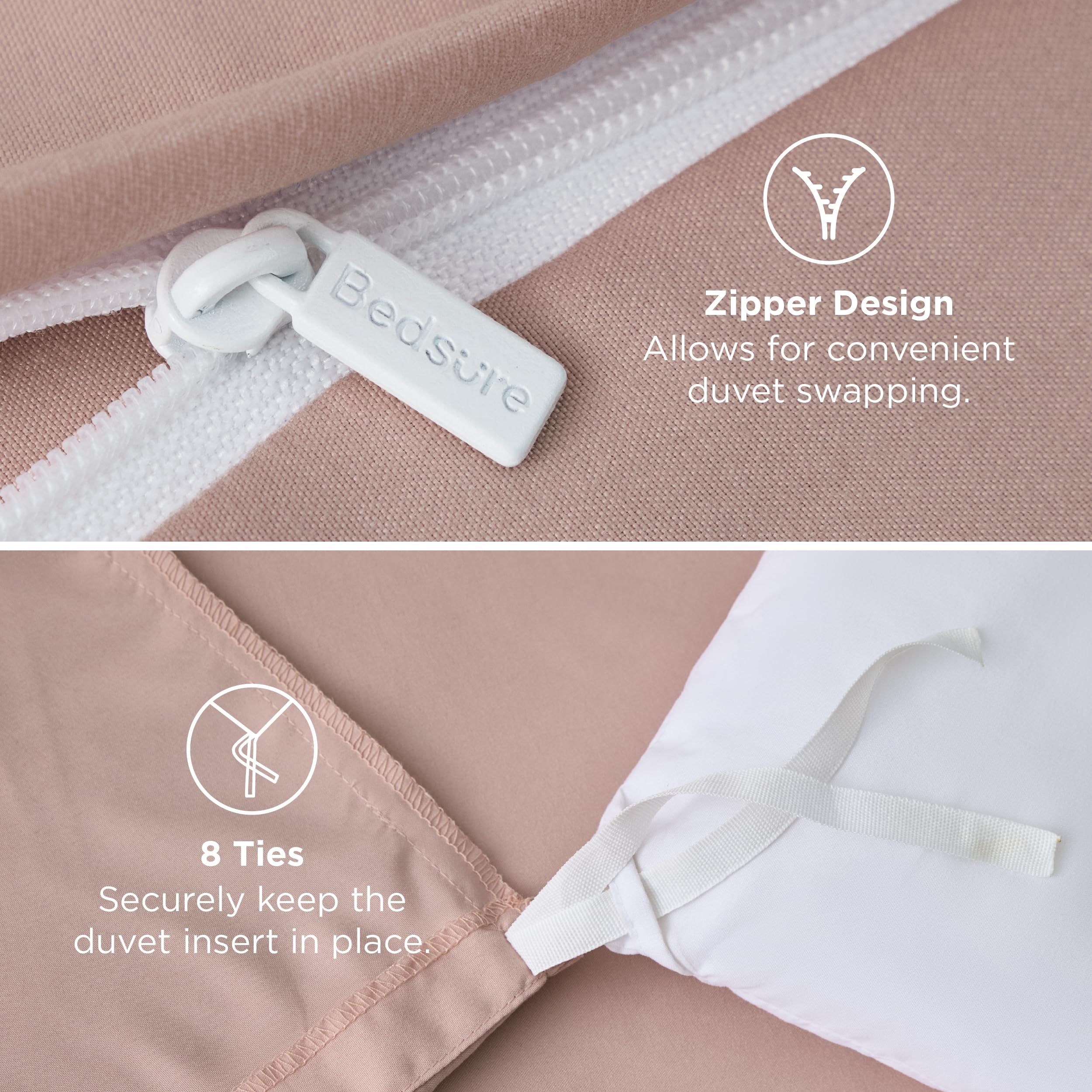 Machine washable and dryer safe for easy care.
