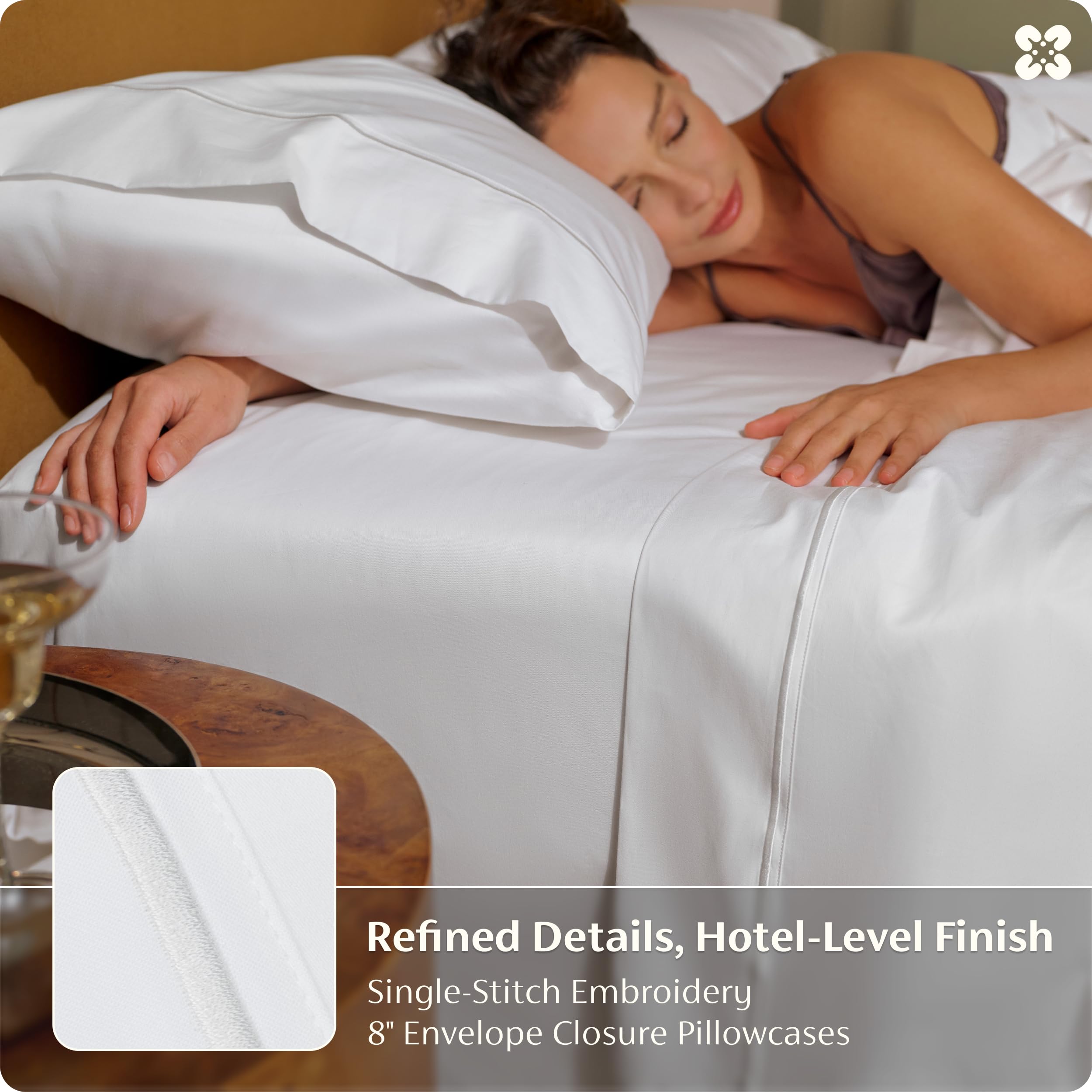 Bedsure satin-like sateen weave adds sheen and soft hand.
