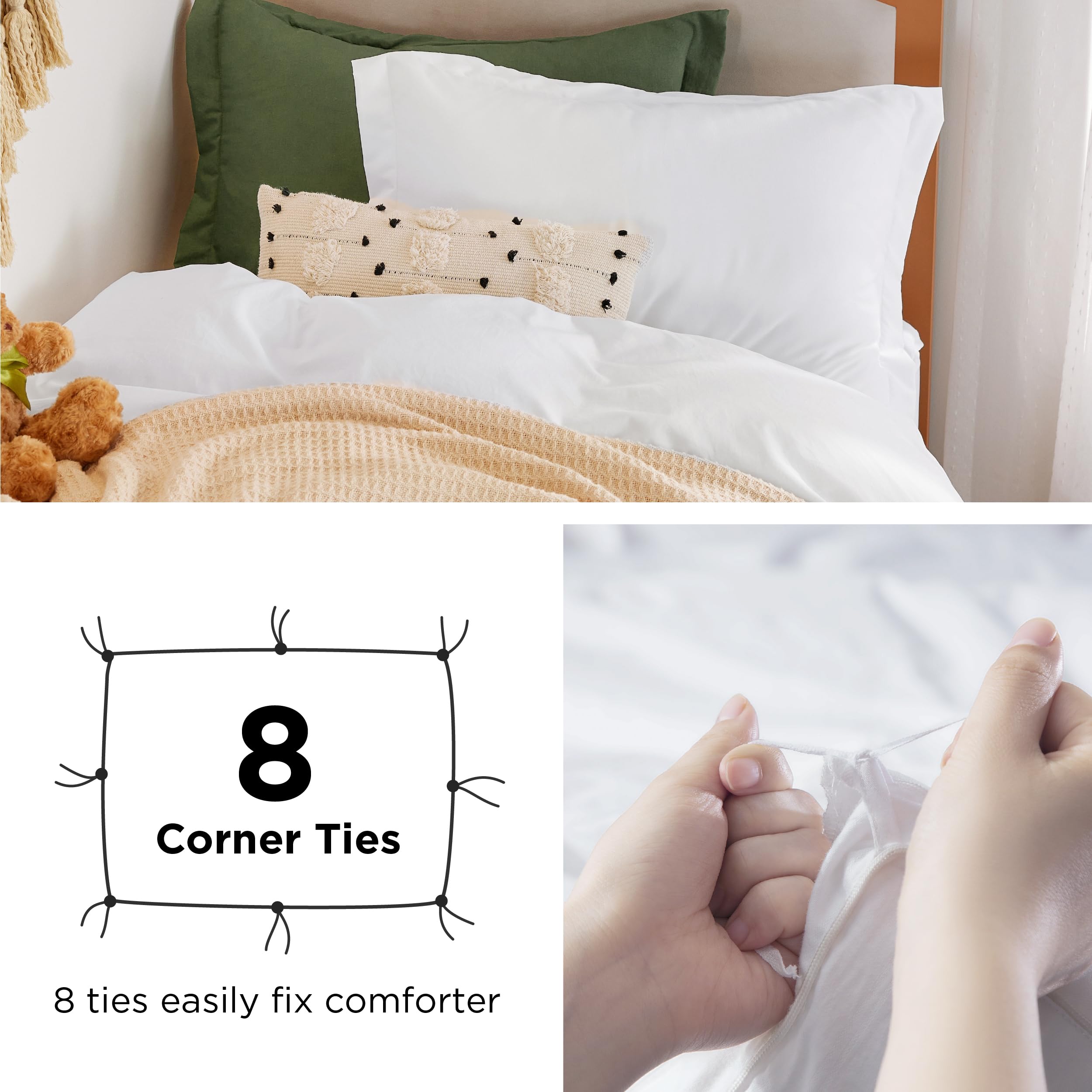 Bedsure duvet with eight corner ties to prevent shifting during sleep