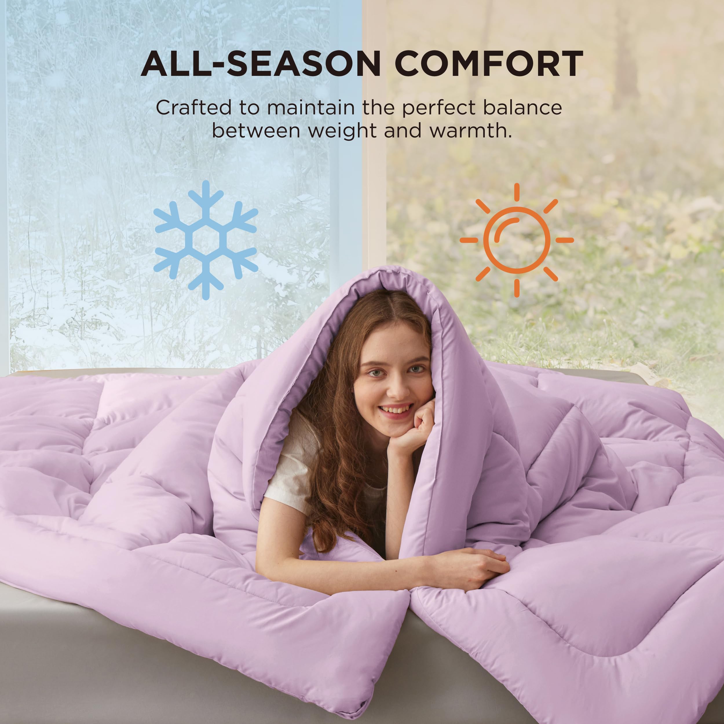 Bedsure eight-tab design side detail highlights easy duvet insert compatibility.