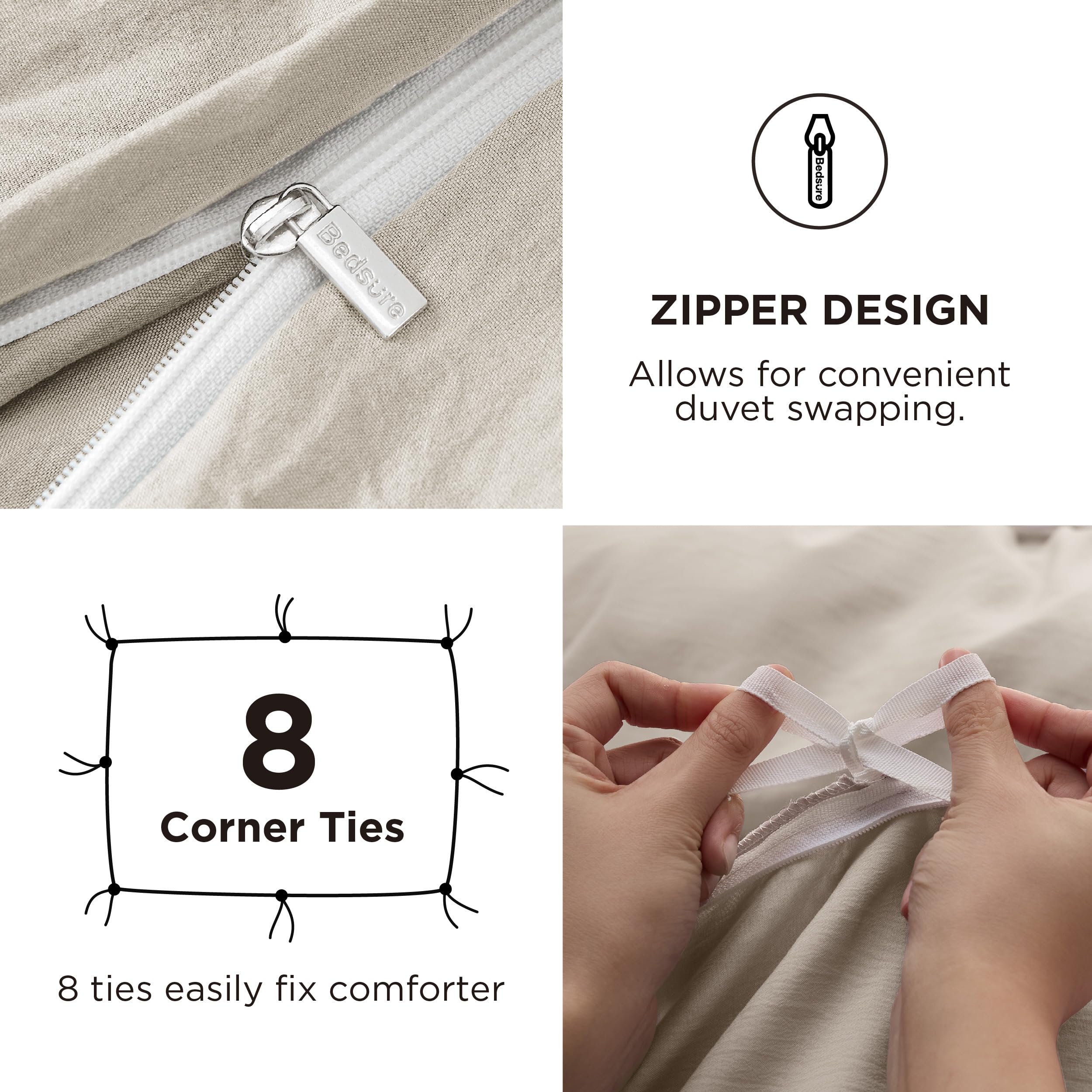 Bedsure duvet cover eight ties secure insert in place