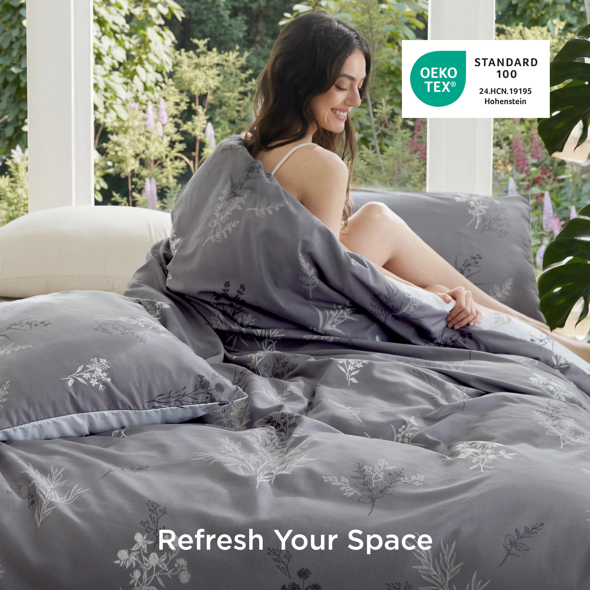 Bedsure king duvet cover showing eight ties at edges and corners to secure the insert