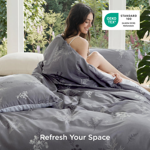 Bedsure king duvet cover showing eight ties at edges and corners to secure the insert