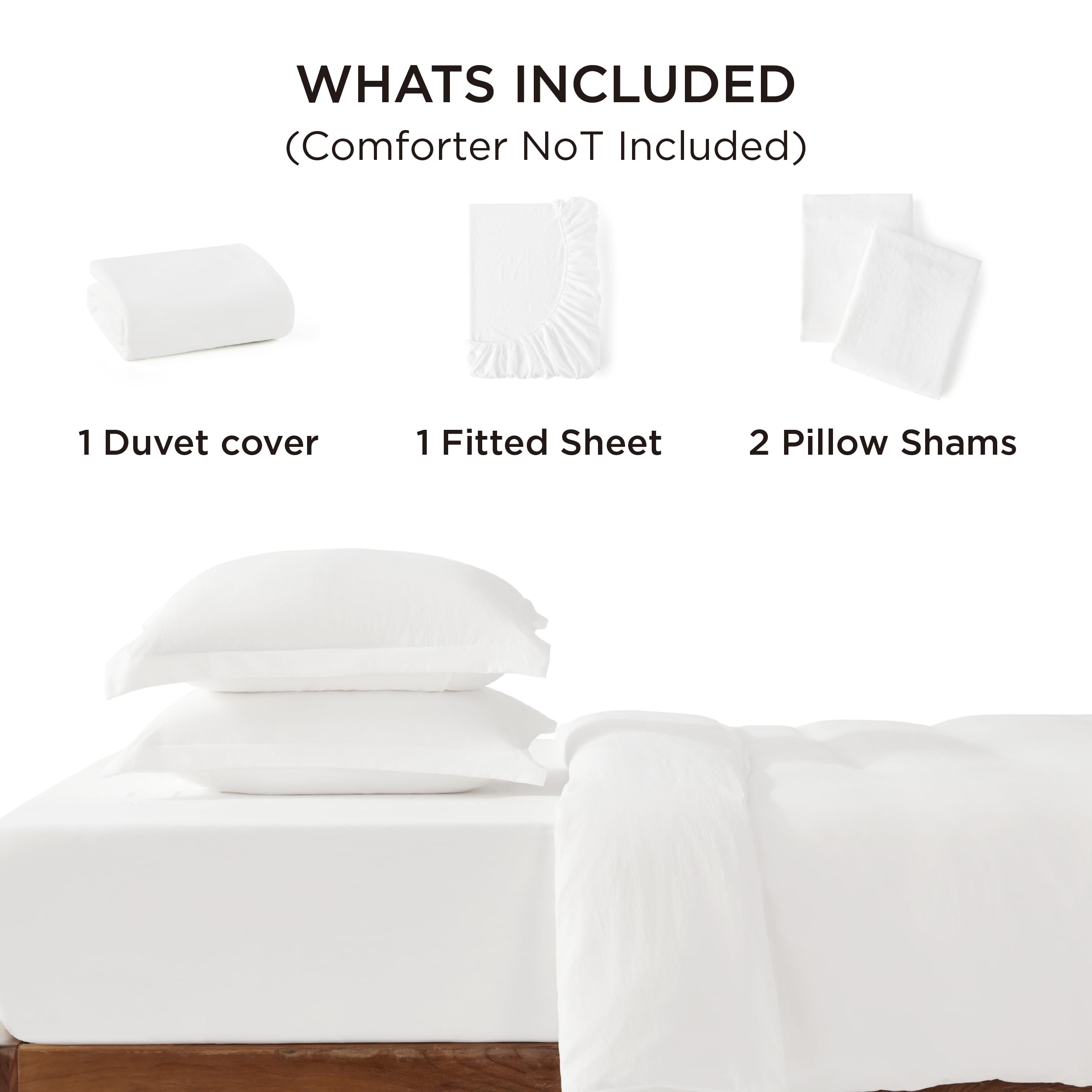 Bedsure duvet set features eight ties to prevent shifting.