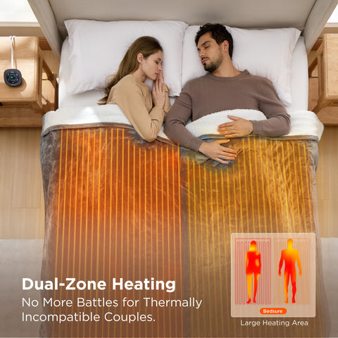 Bedsure electric blanket queen features soft flannel top and sherpa reverse.