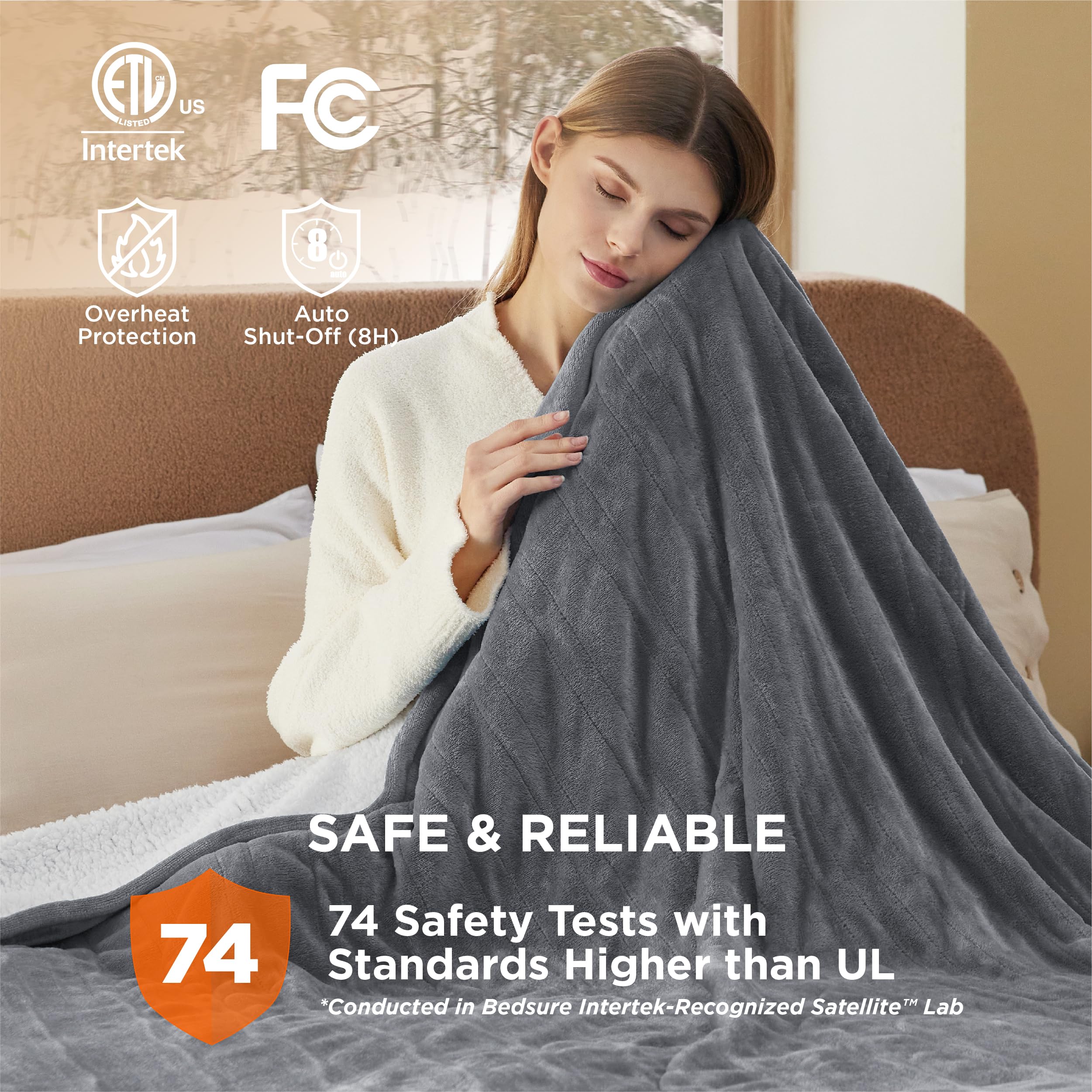 Bedsure electric blanket queen machine washable for easy care.