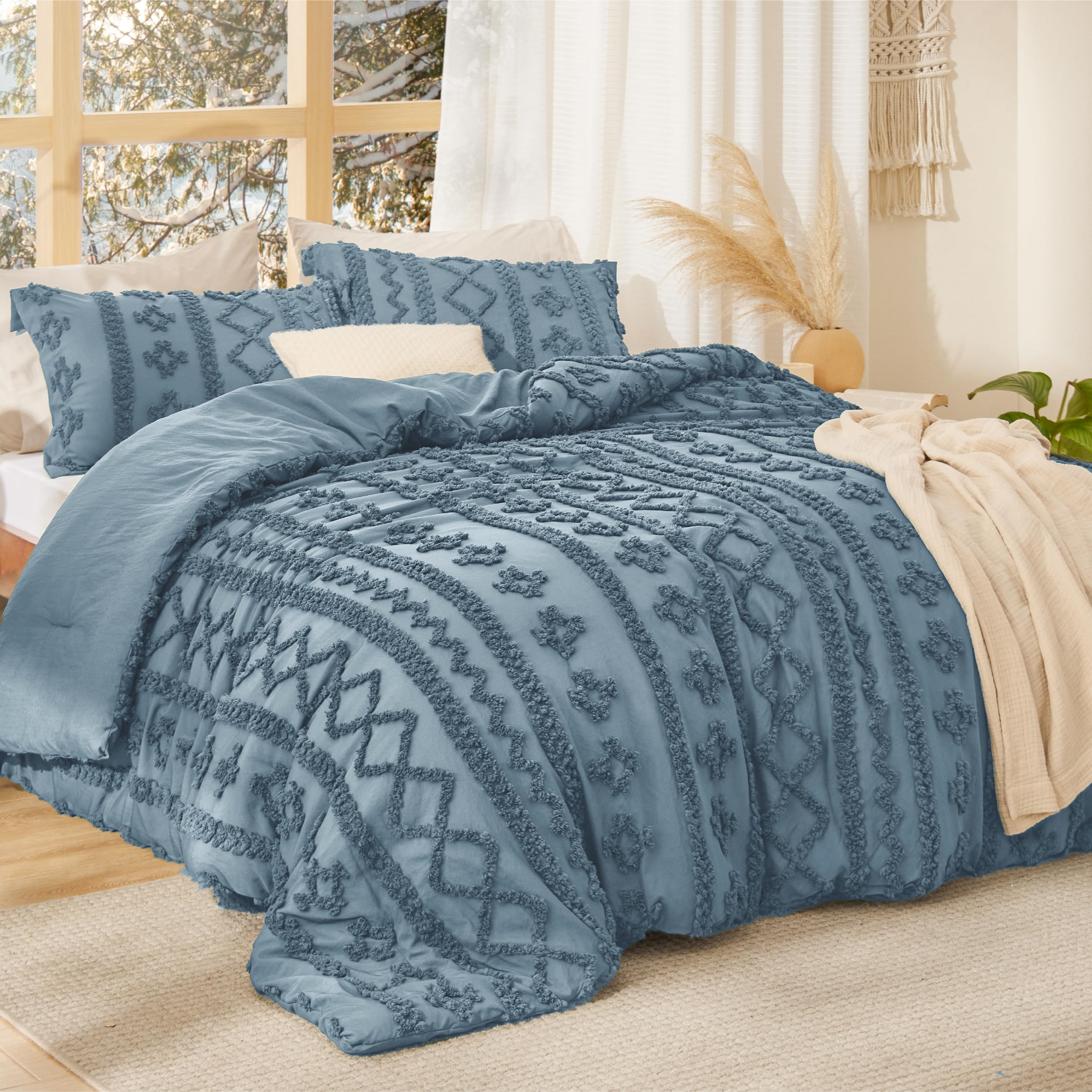 Bedsure embroidered tuft detail adds visible 3D texture to the bed.