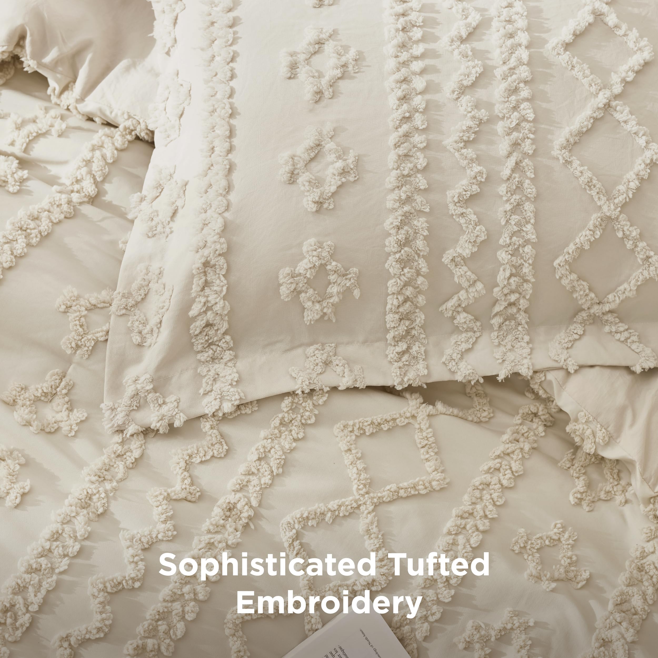 Bedsure embroidery-3d-texture adds depth and tactile interest to the bedding
