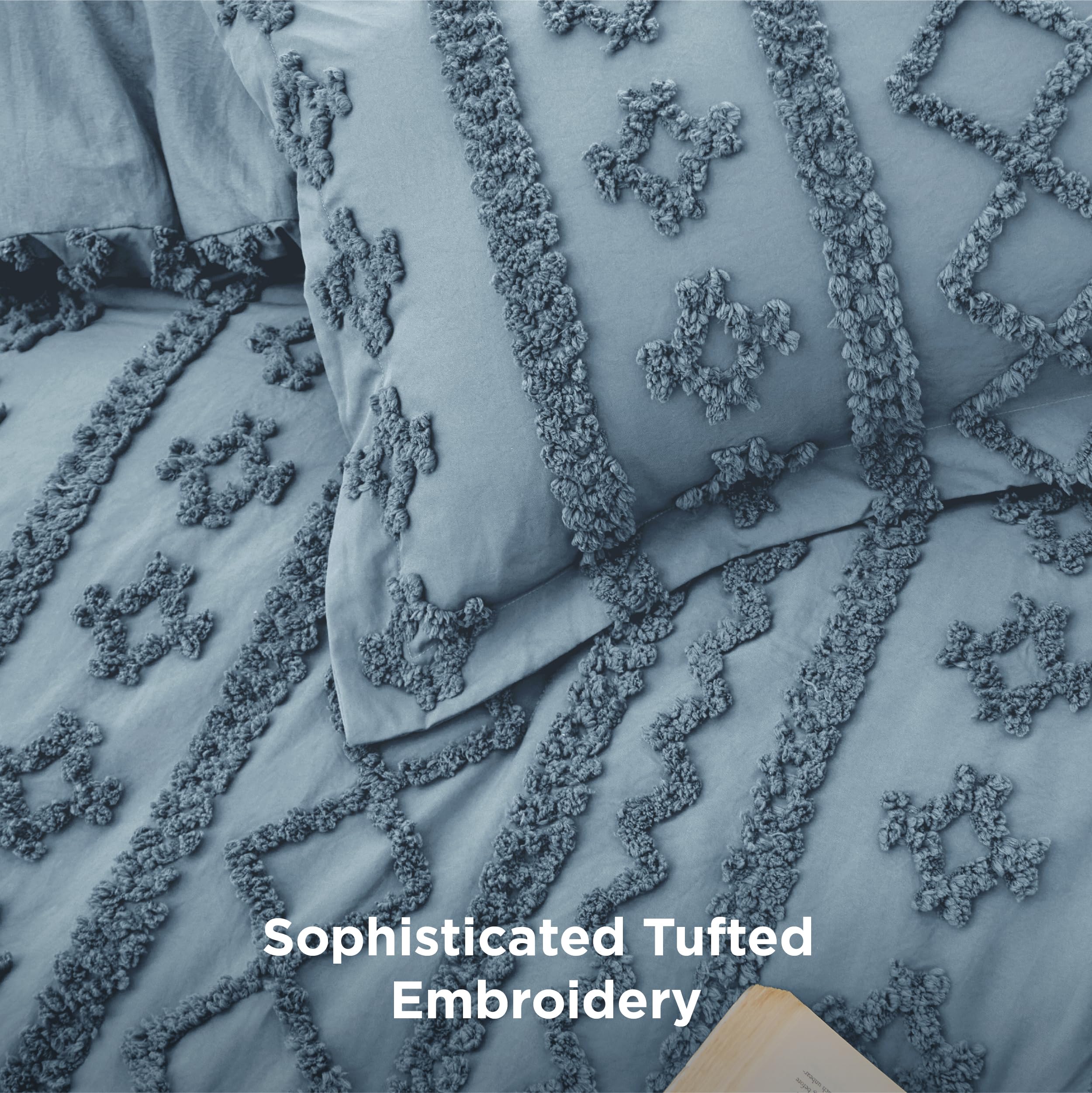 Bedsure embroidery tuft detail adds vintage flair and depth