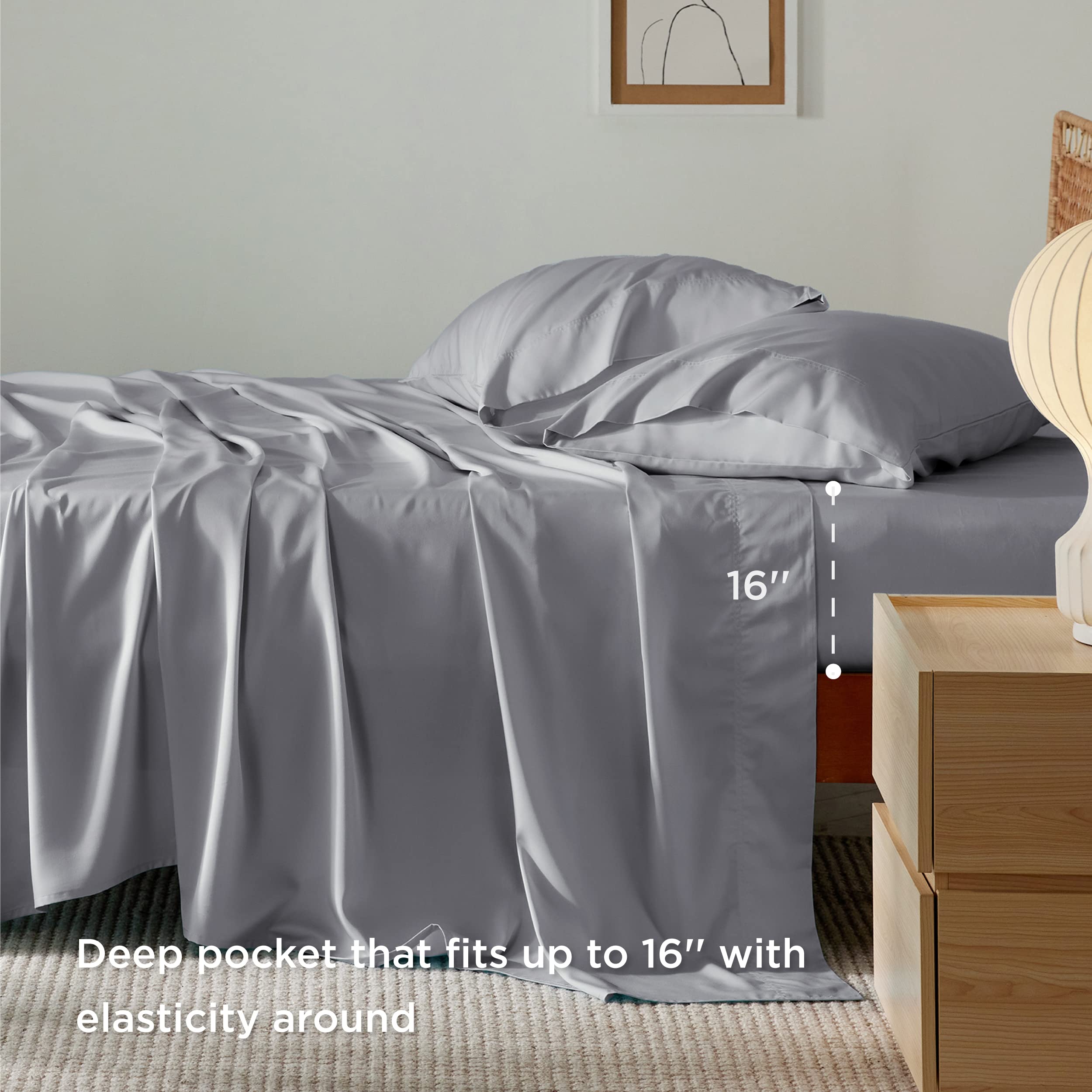 Bedsure fitted sheet with 16-inch elastic demonstrates secure, no-slip fit.