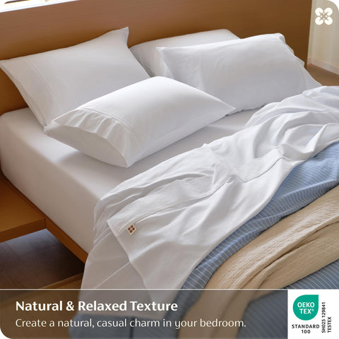 Bedsure fitted sheet with an 18-inch deep pocket for secure queen fit.