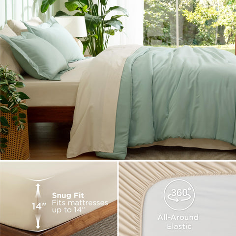 Bedsure flat sheet 90x102 in sage green supports smooth layering