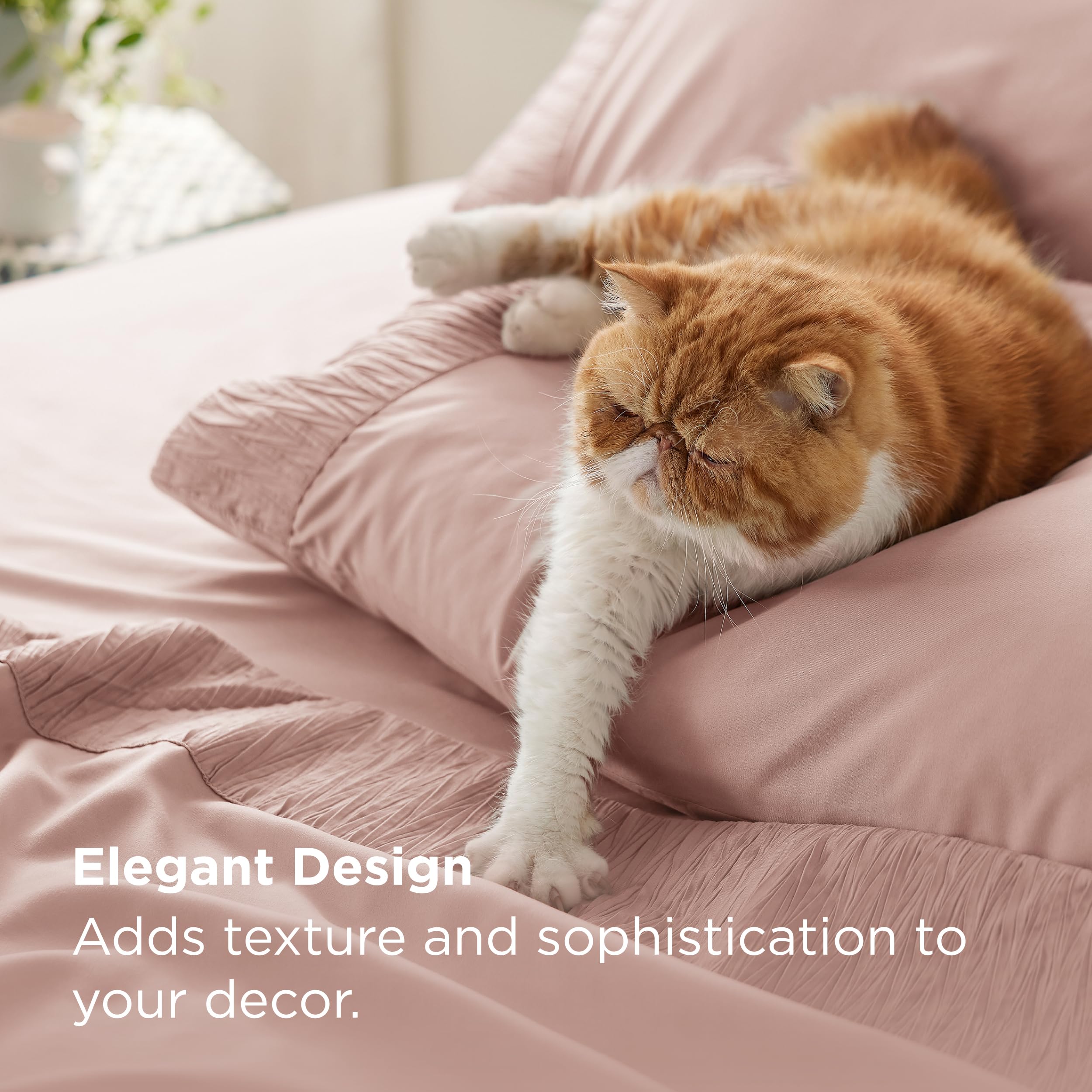 Bedsure flat sheet border design for an elegant look.