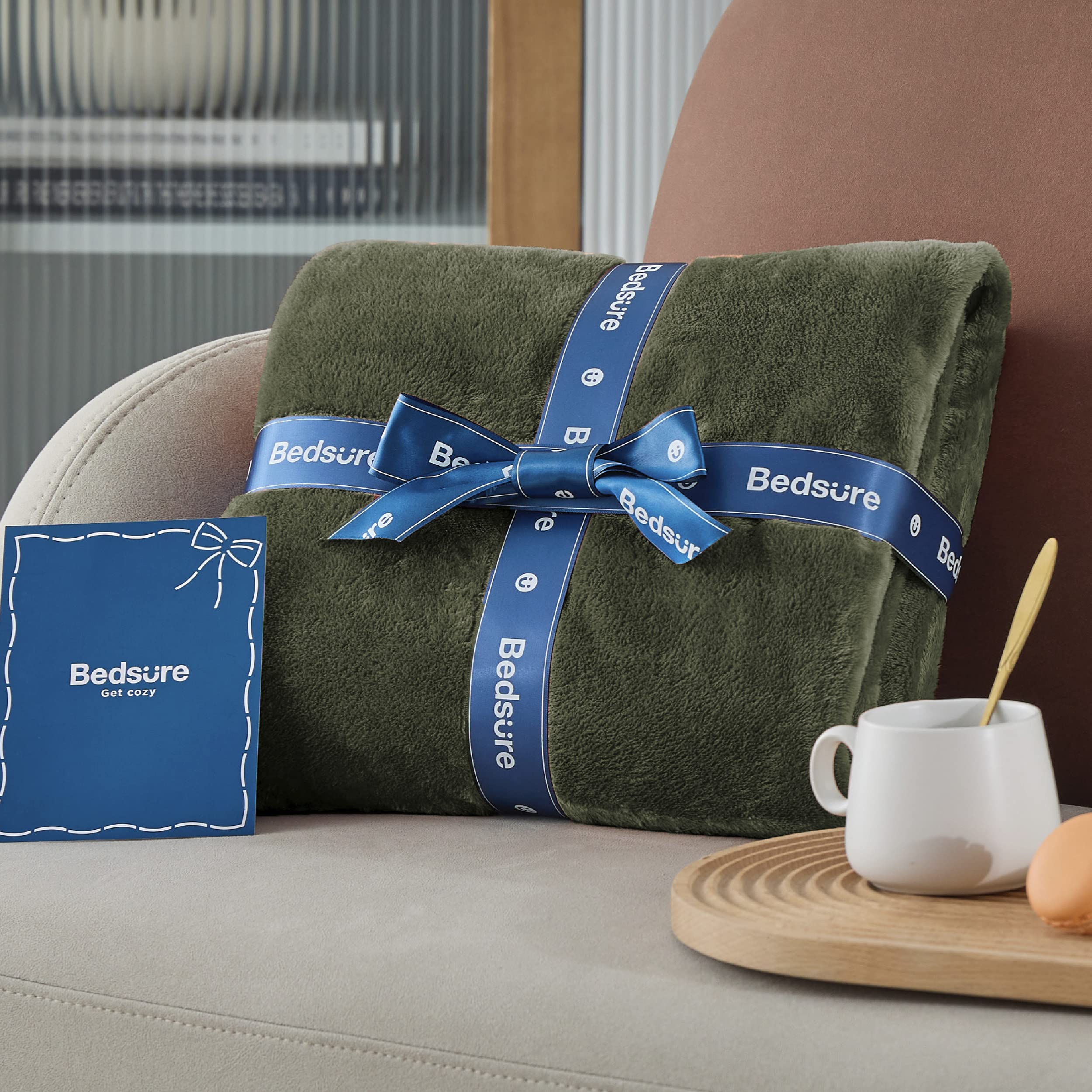 Bedsure olive-green packaging ready blanket makes a thoughtful gift.