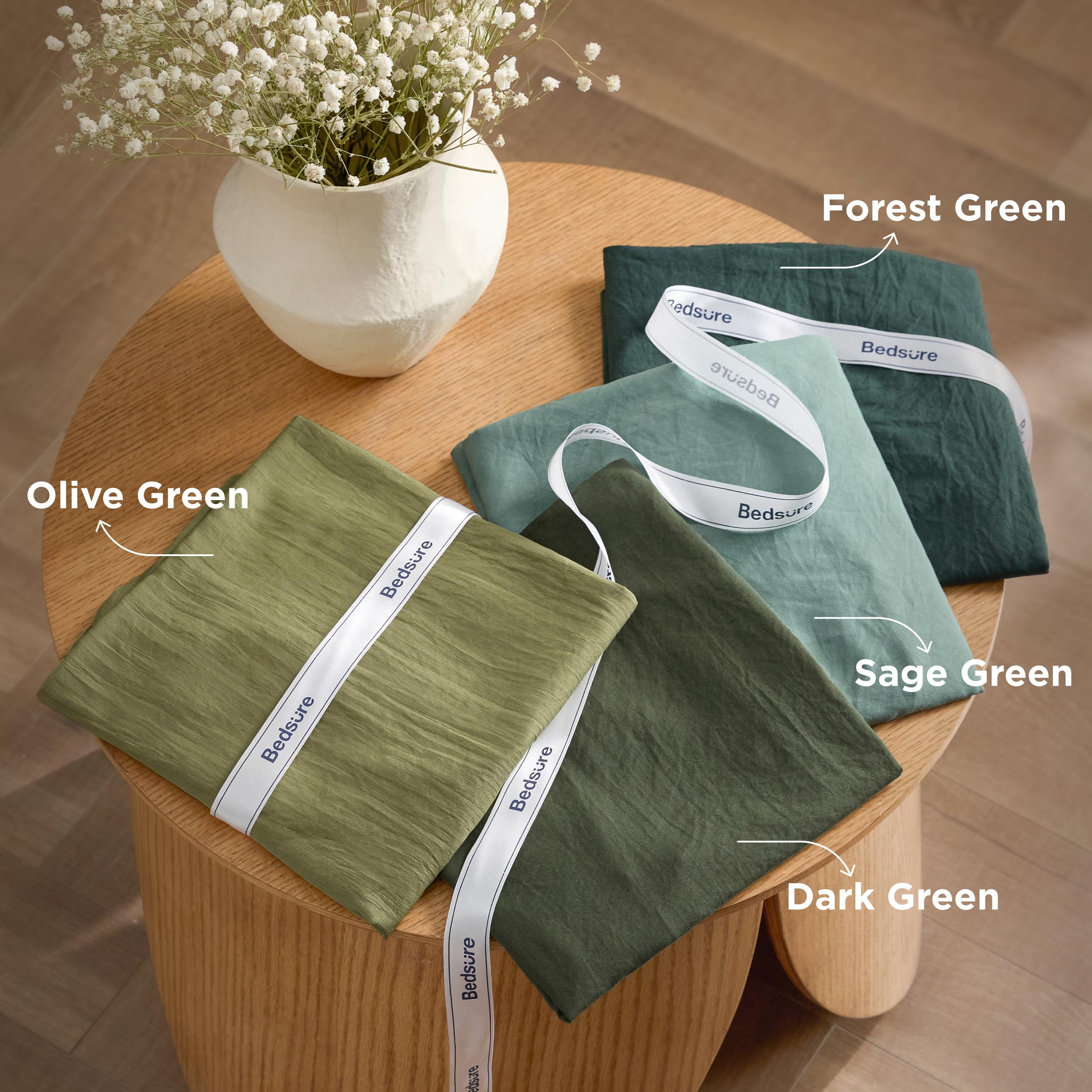 Bedsure bedroom ambience with dark green bedding for a refined room