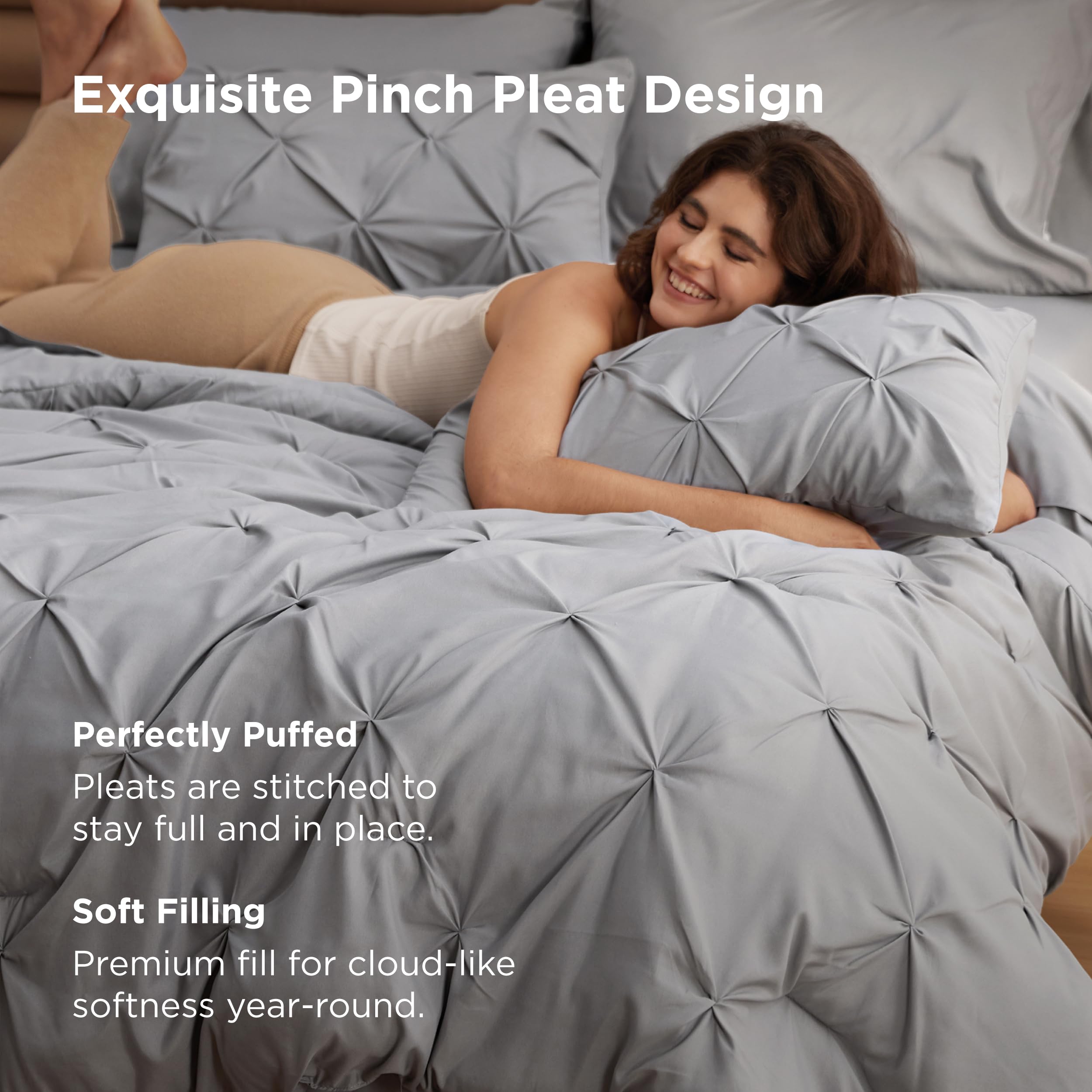 Bedsure grey fabric texture highlights smooth, durable microfiber quality