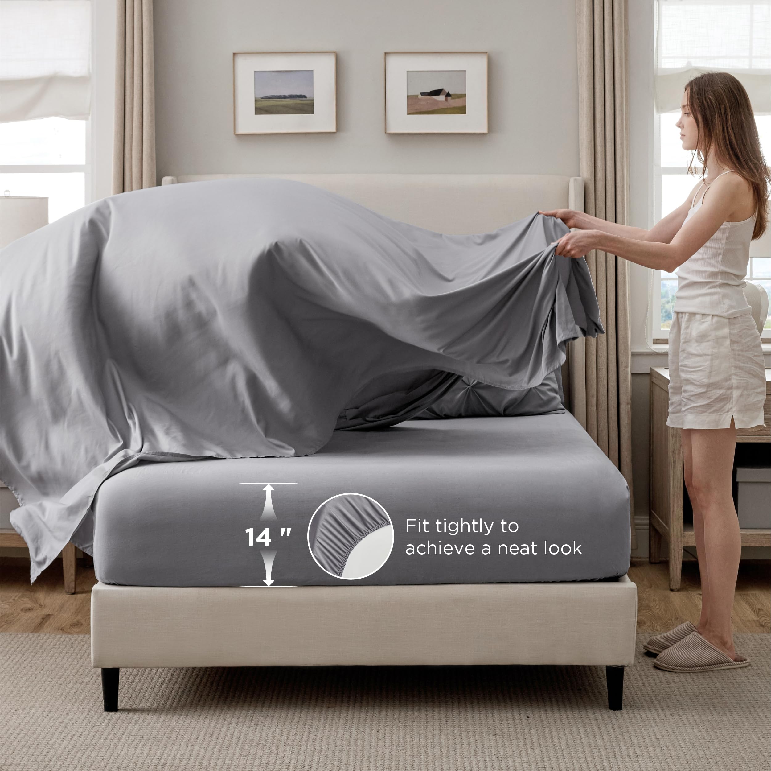 Bedsure grey shams detail for coordinated, stylish bedding