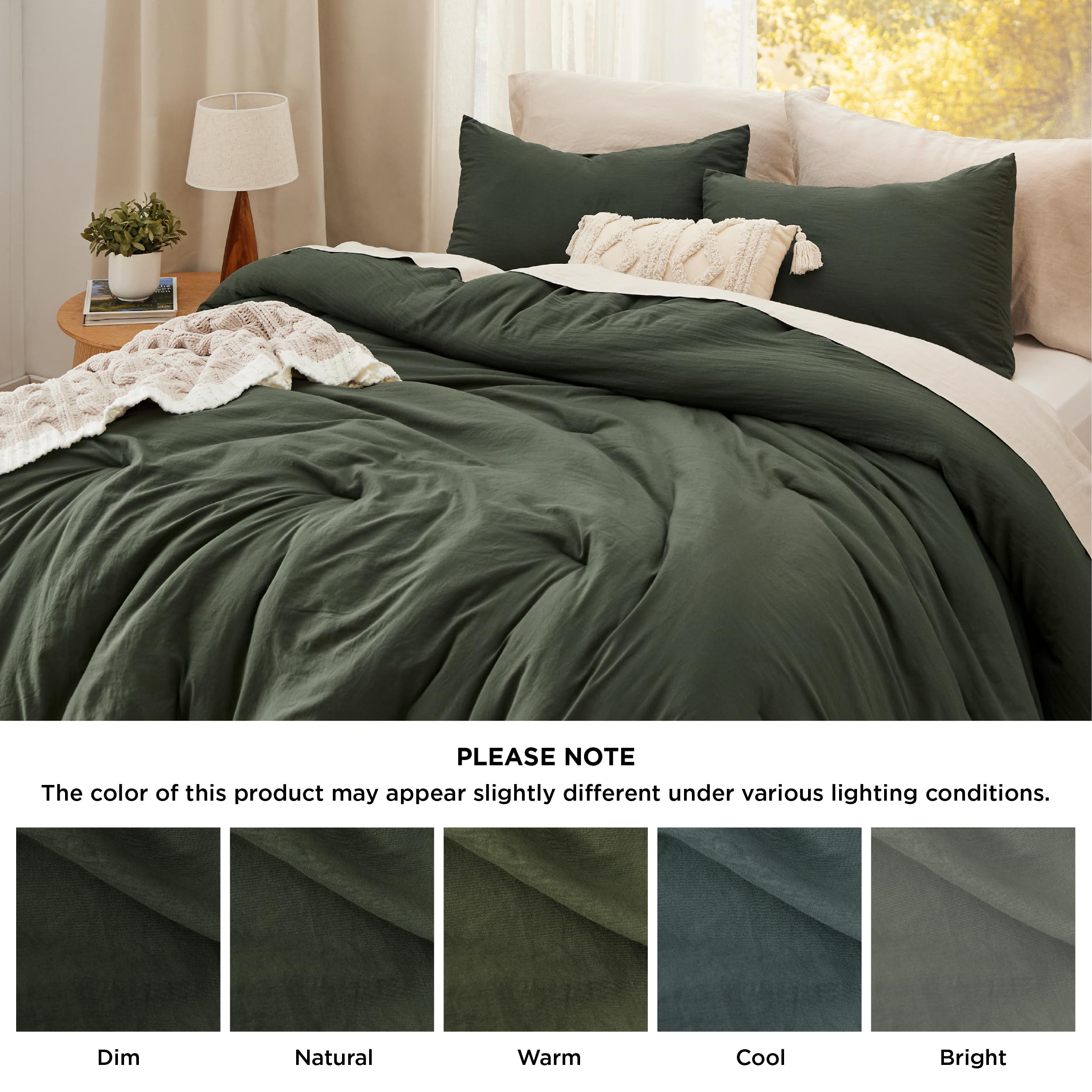 Bedsure comforter set machine-wash label indicates easy care