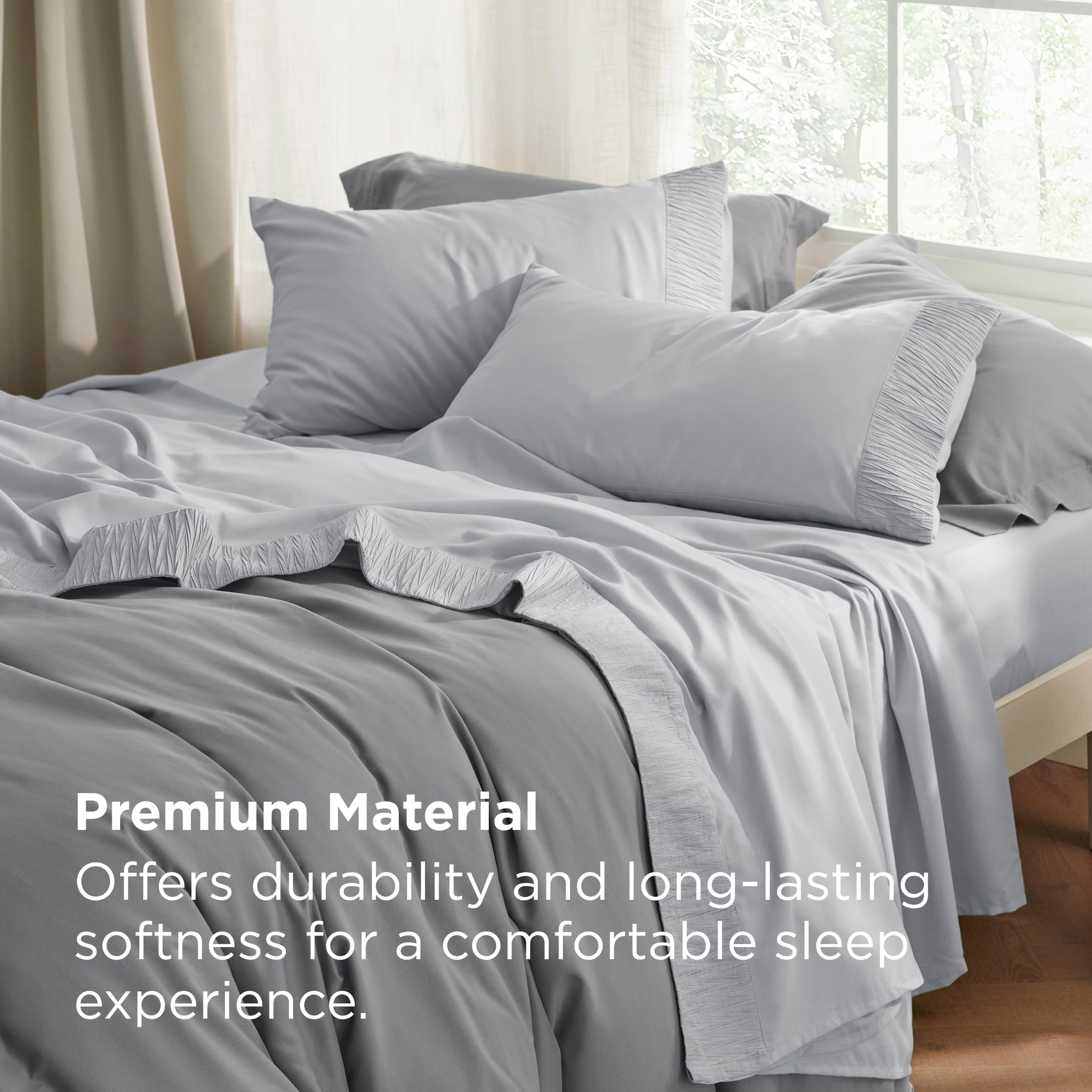 Bedsure elastic edges secure a reliable daily fit.