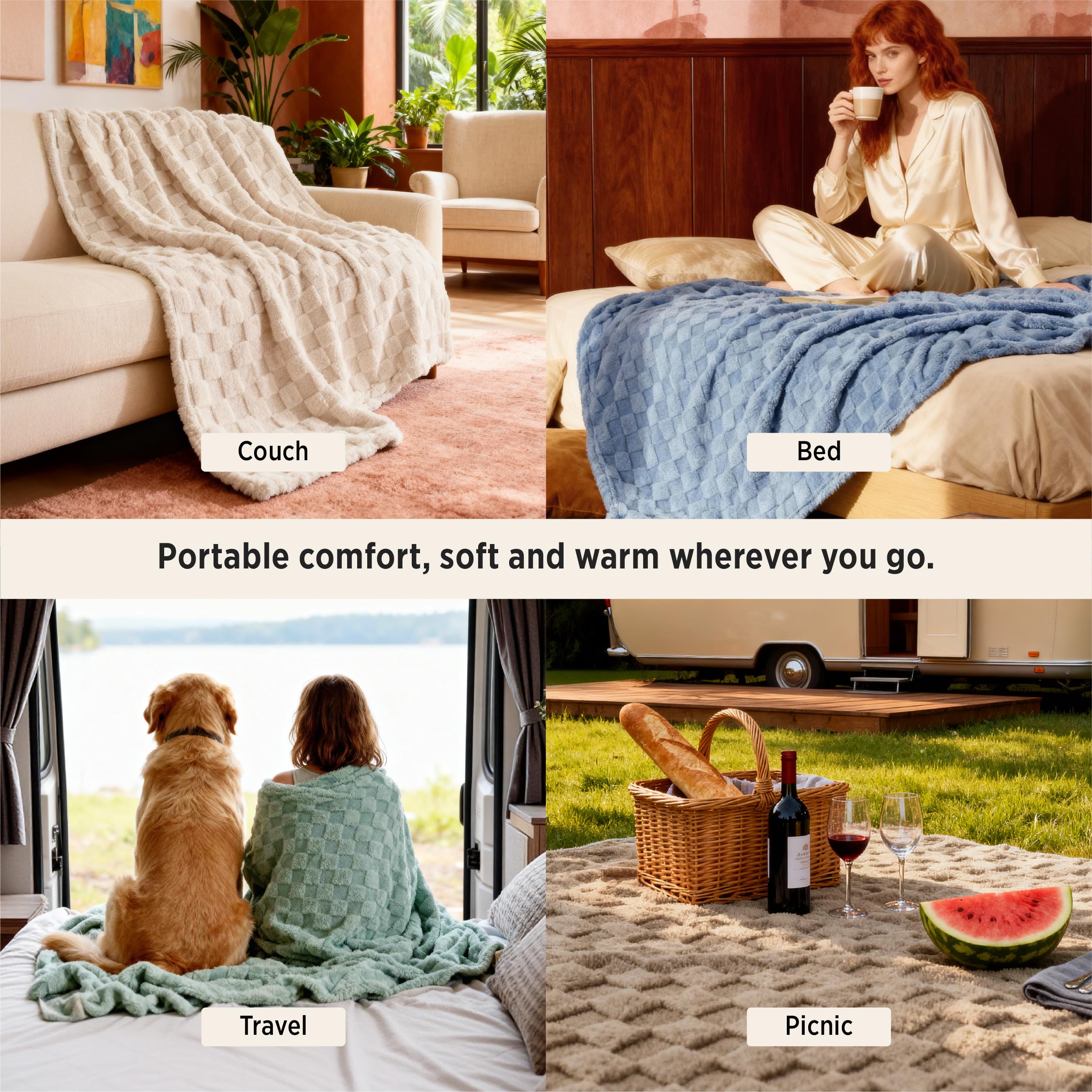 Bedsure GentleSoft 50x60 in throw framed for couch or bed.