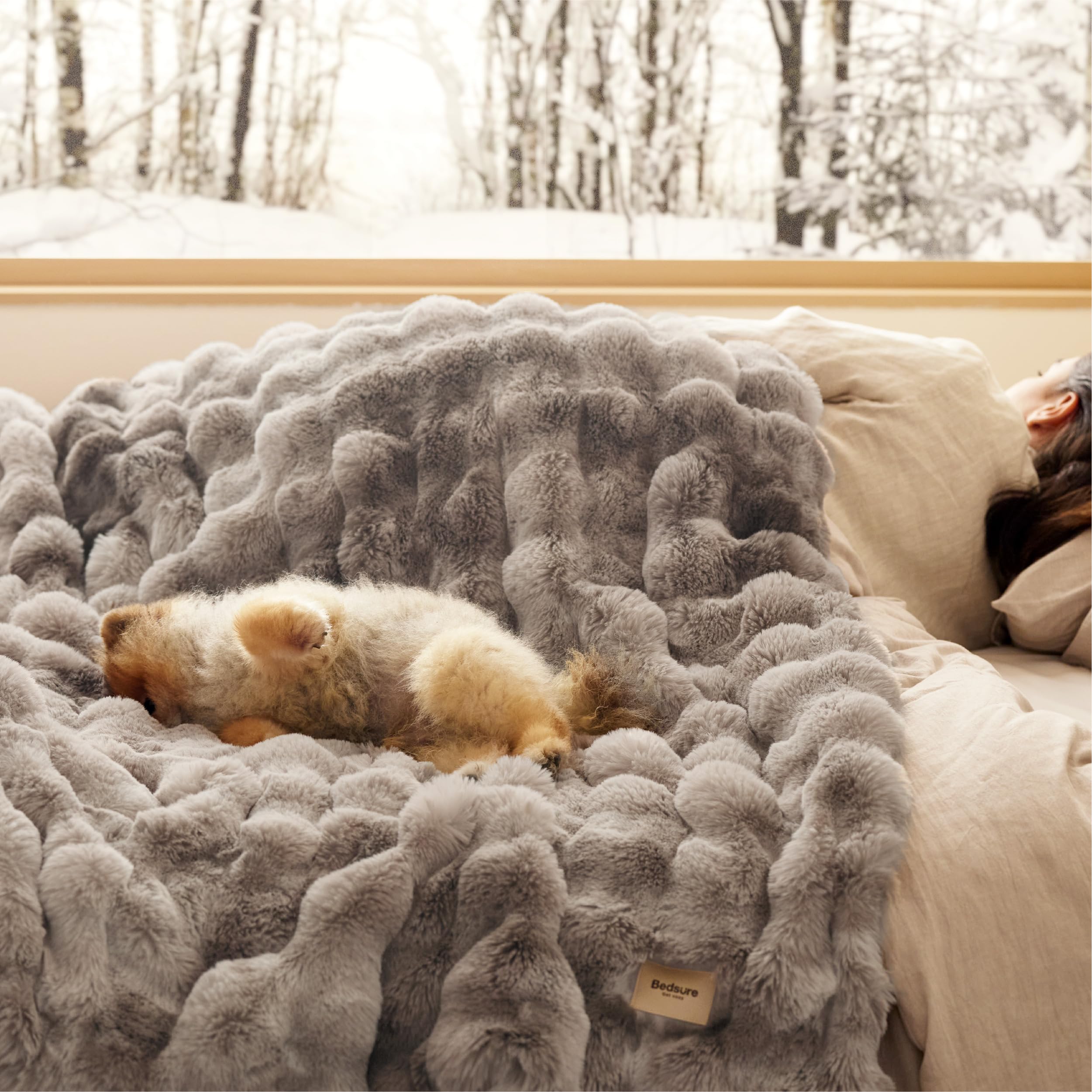 Bedsure GentleSoft bed layering shot shows easy bed styling with the throw.