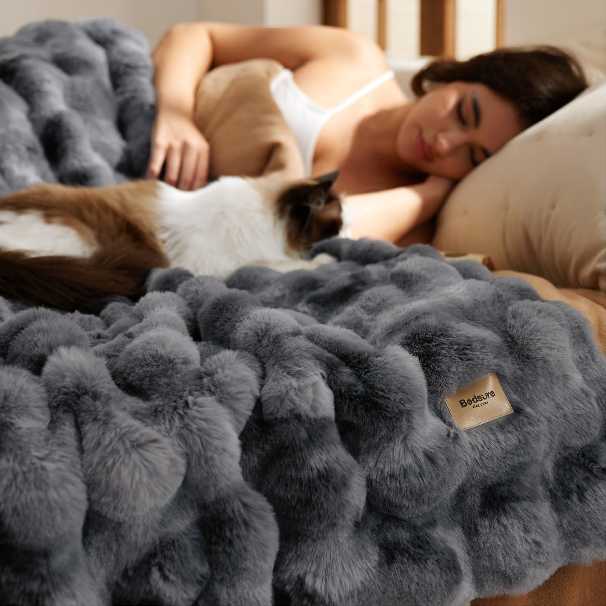 Bedsure GentleSoft bed layering image shows cozy, inviting bedding