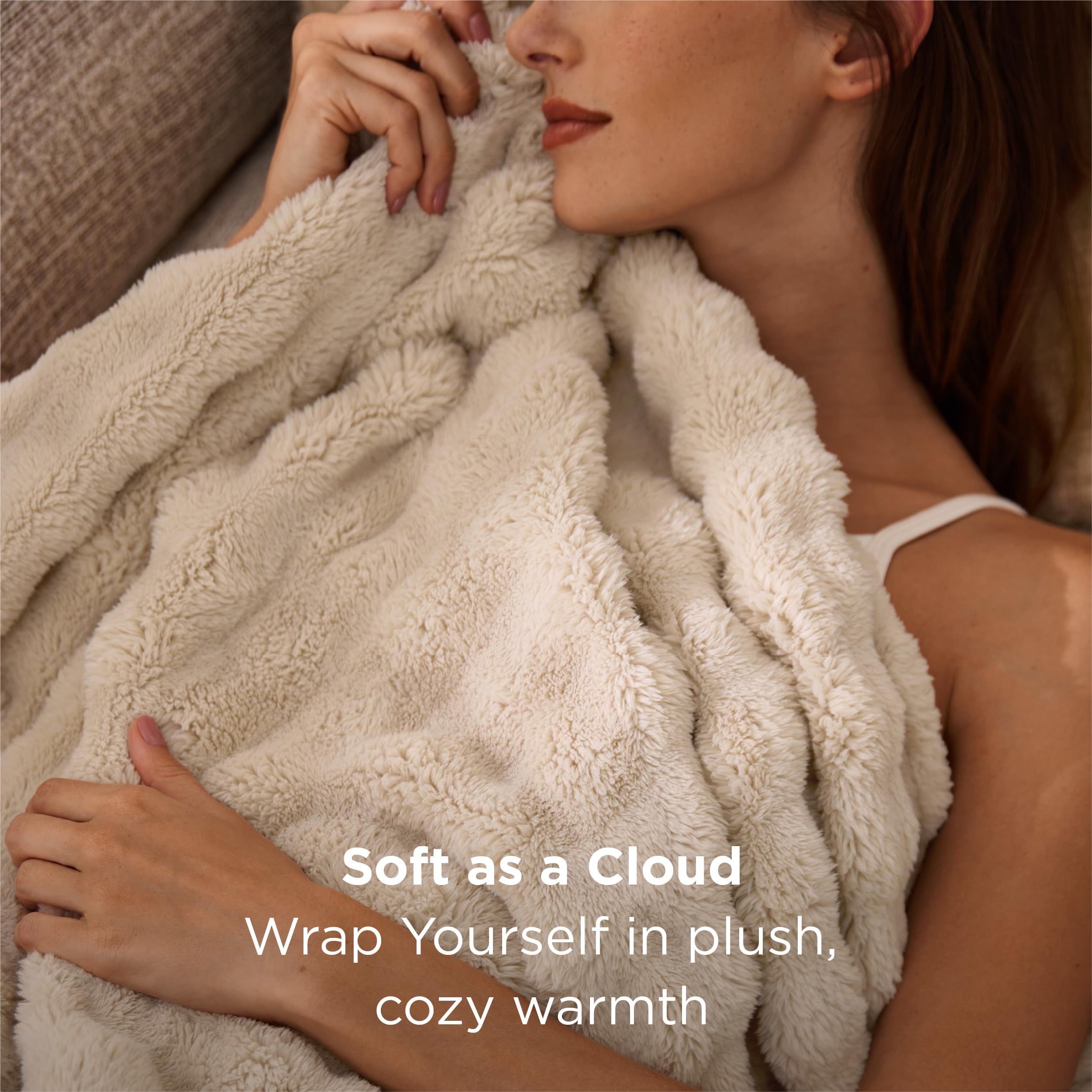 Bedsure GentleSoft beige blanket on bed enhances decor with lightweight warmth.