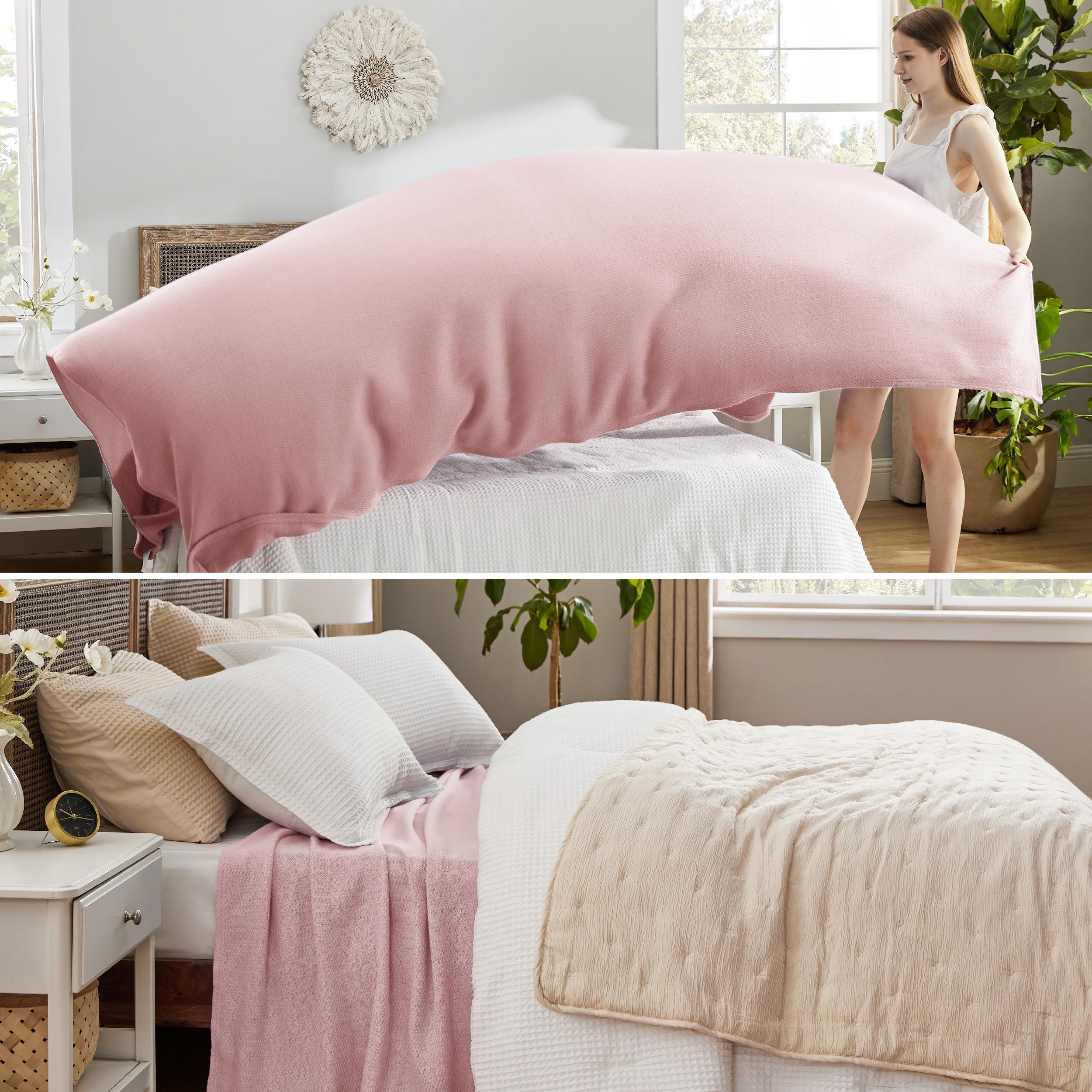 Bedsure GentleSoft 100% cotton fabric for natural softness and durability.