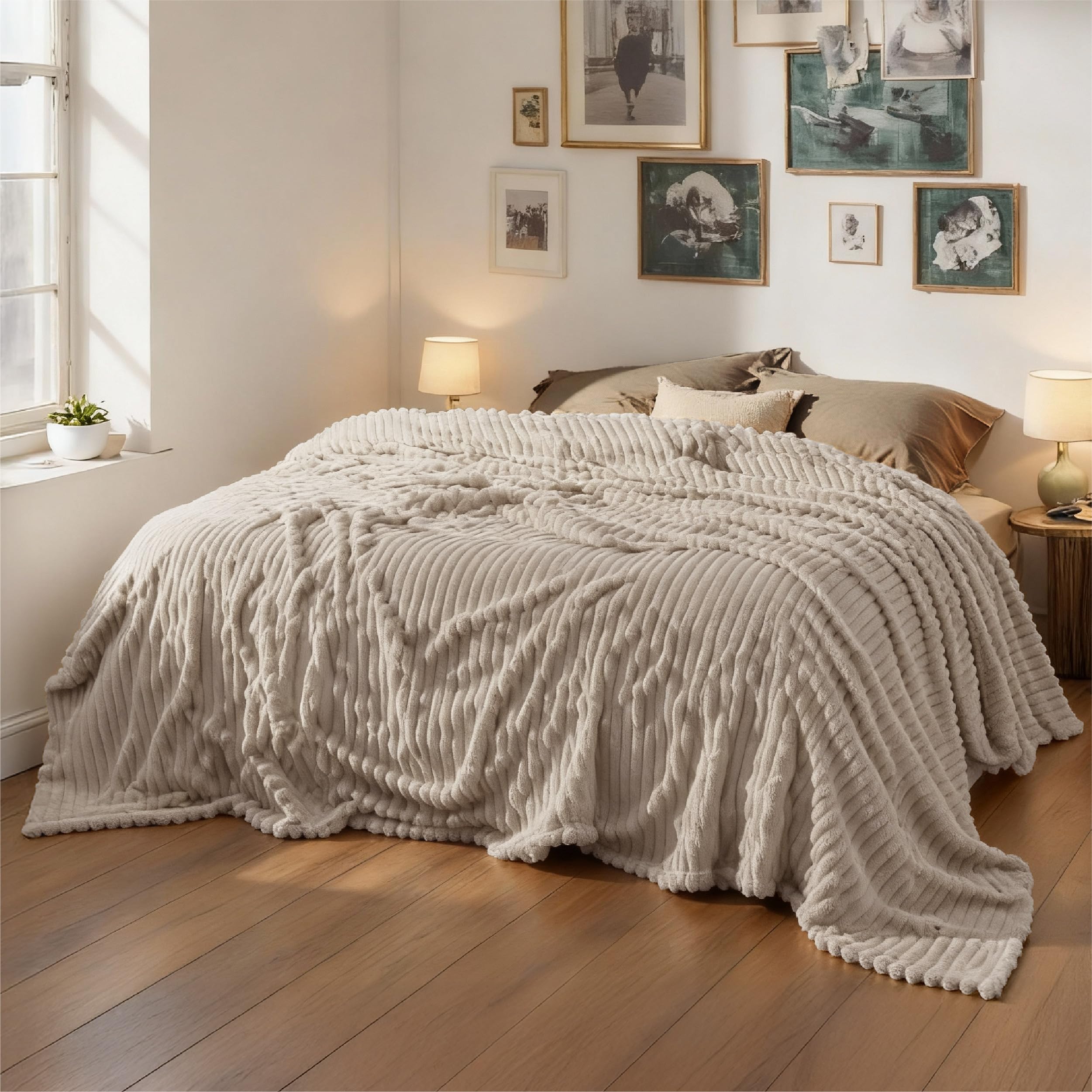 Bedsure GentleSoft beige hue complements neutral interiors for cozy accents.