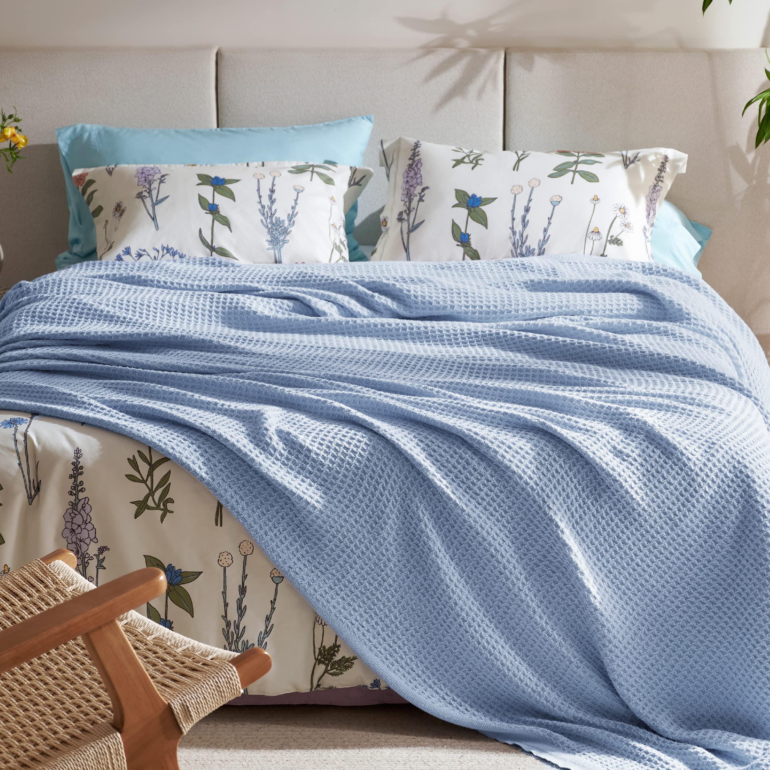 Bedsure Gentlesoft queen-size blanket draped for a cozy bedroom setup.