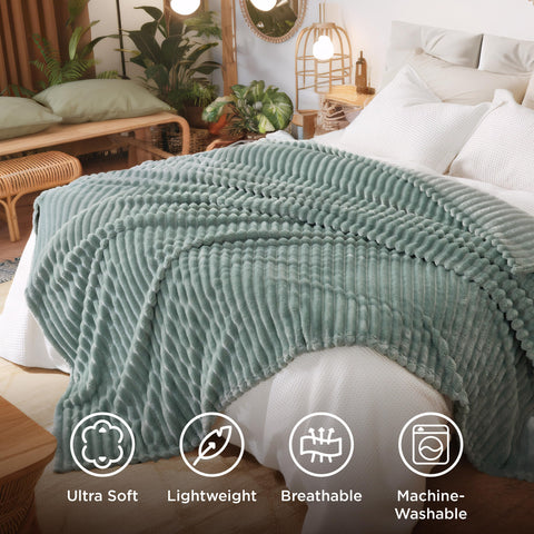 Bedsure GentleSoft stripe pattern complements modern decor and keeps you snug.