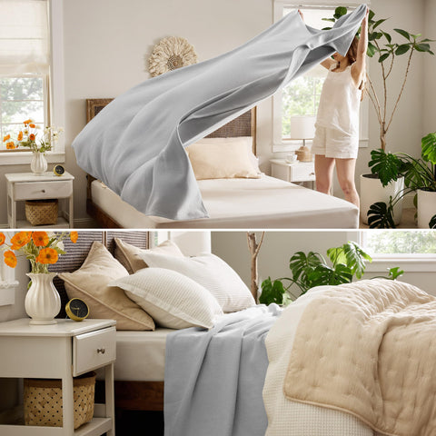 Bedsure GentleSoft cool grey tones for versatile styling.