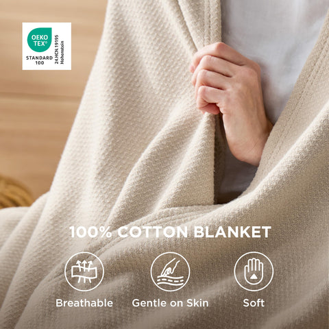 Bedsure GentleSoft blanket used as a couch cover for protection and style