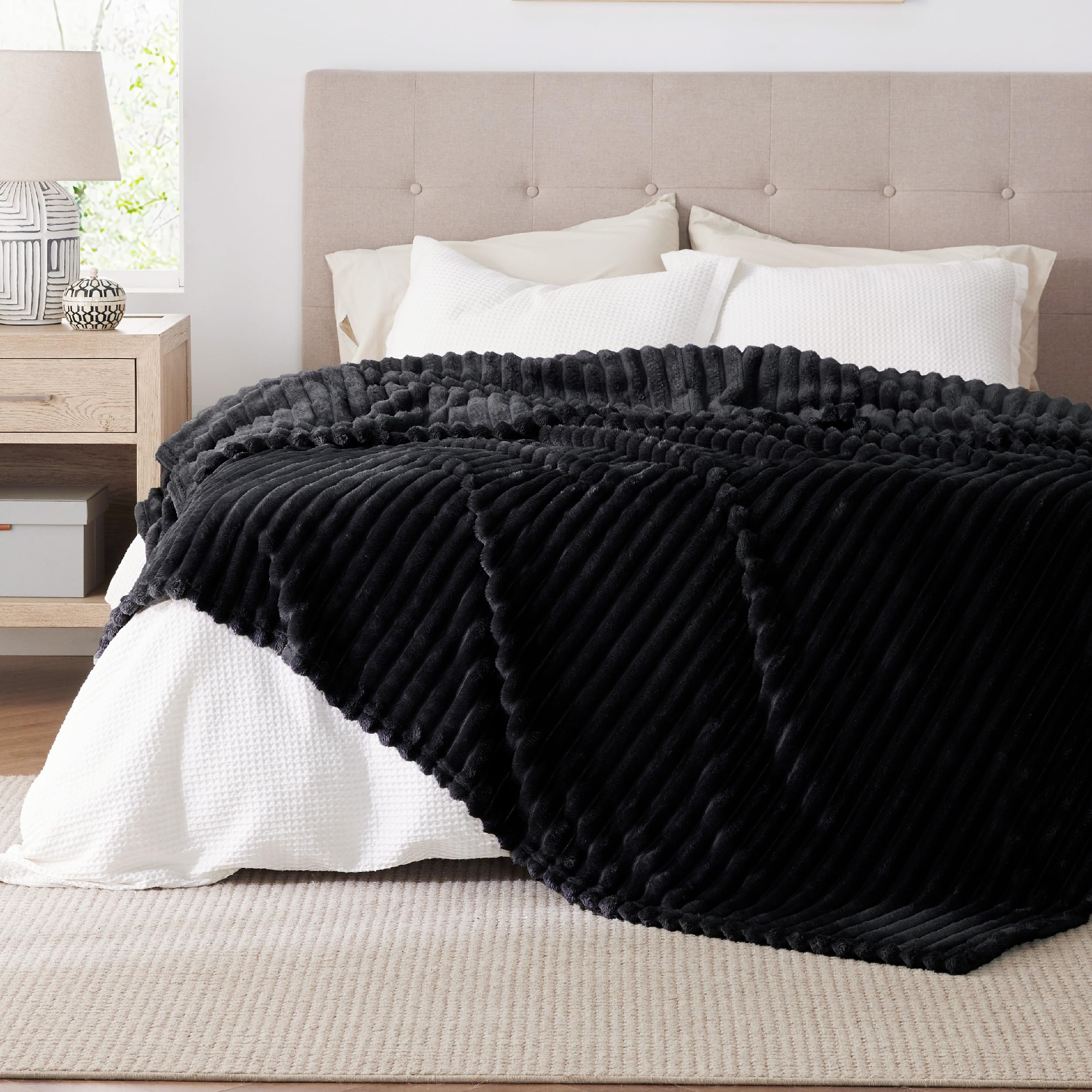 Bedsure GentleSoft blanket full-size bed view emphasizes soft touch and generous coverage.