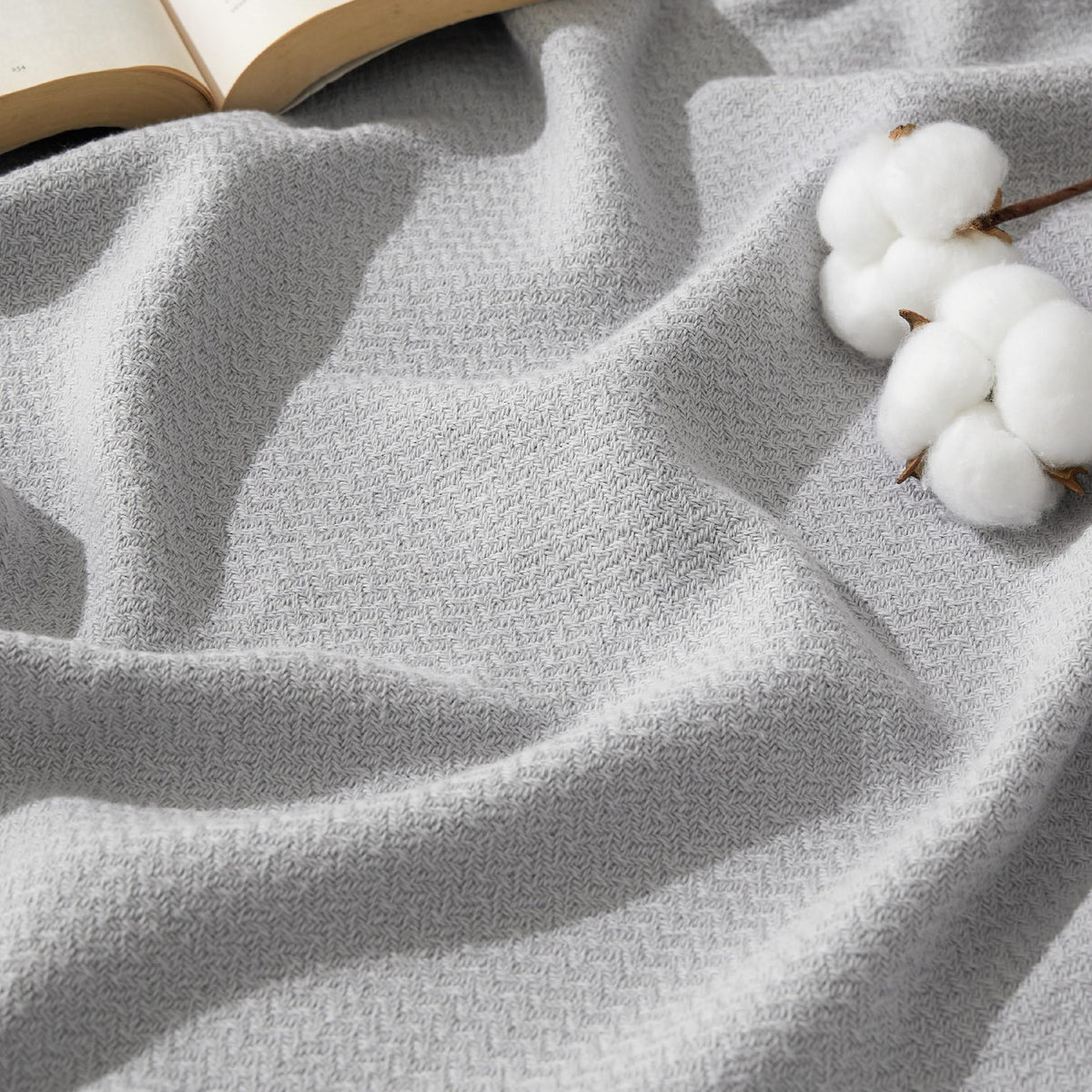 Bedsure GentleSoft blanket herringbone detail for timeless texture.