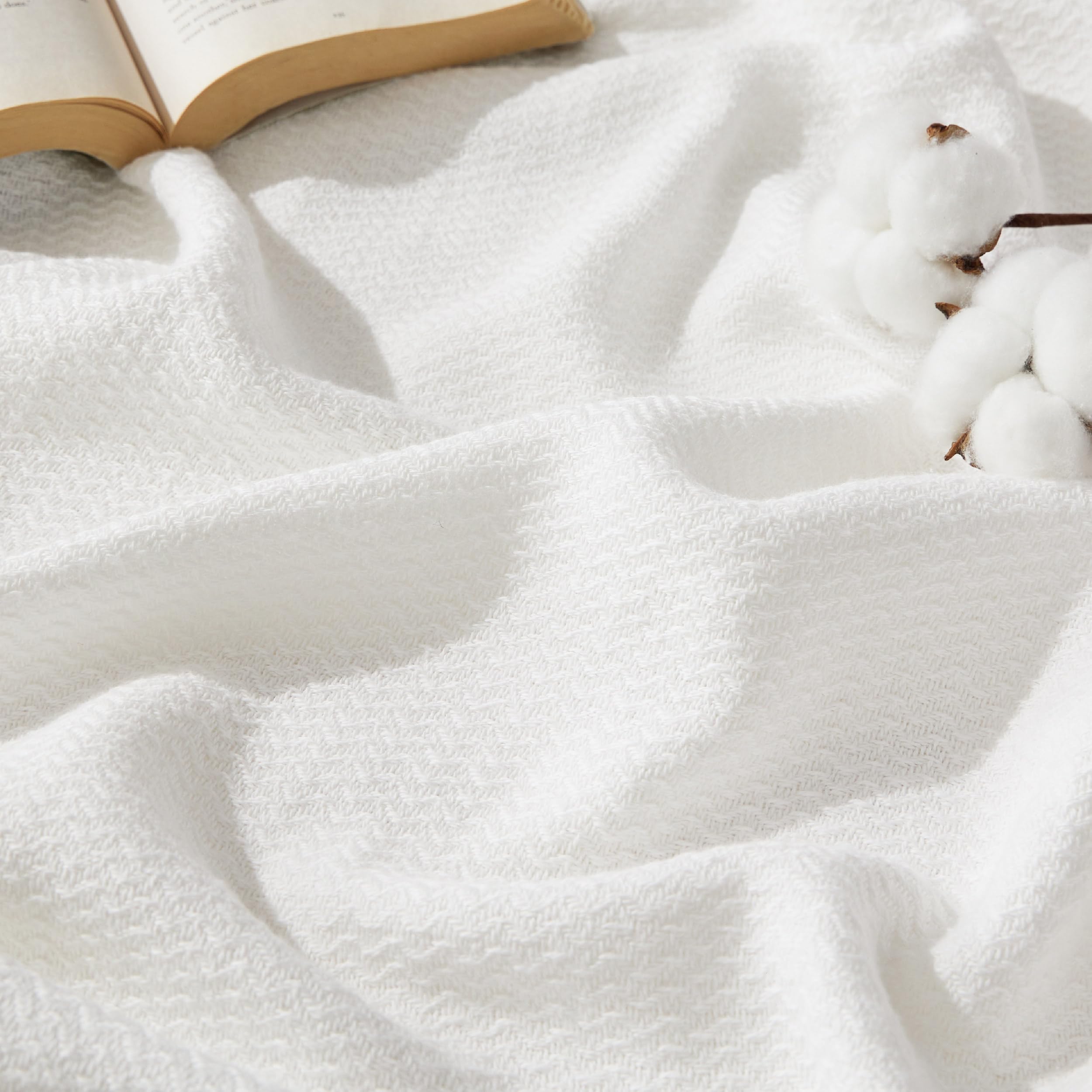 Bedsure GentleSoft blanket with herringbone texture adds timeless elegance to any bed.