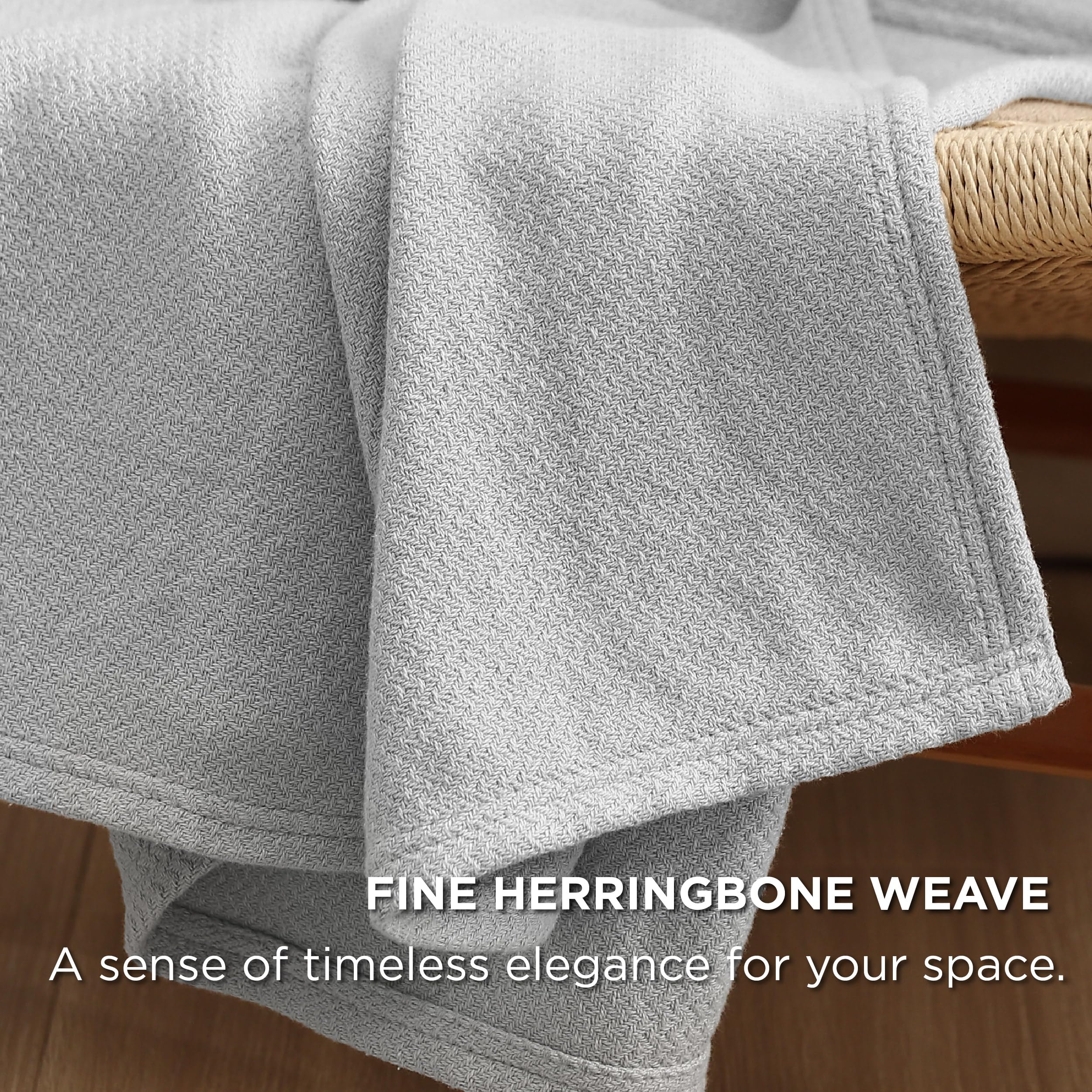 Bedsure GentleSoft blanket herringbone weave detail highlights elegant texture suited to modern spaces.