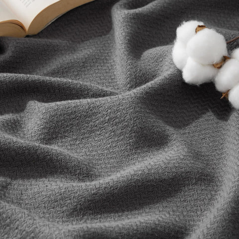 Bedsure GentleSoft king-size cotton blanket with herringbone weave for breathable comfort