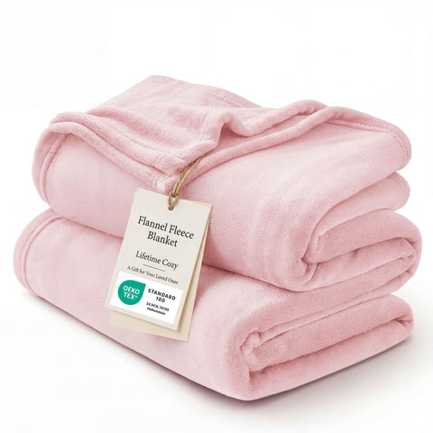 Bedsure GentleSoft pink blanket folded for warmth and easy layering.