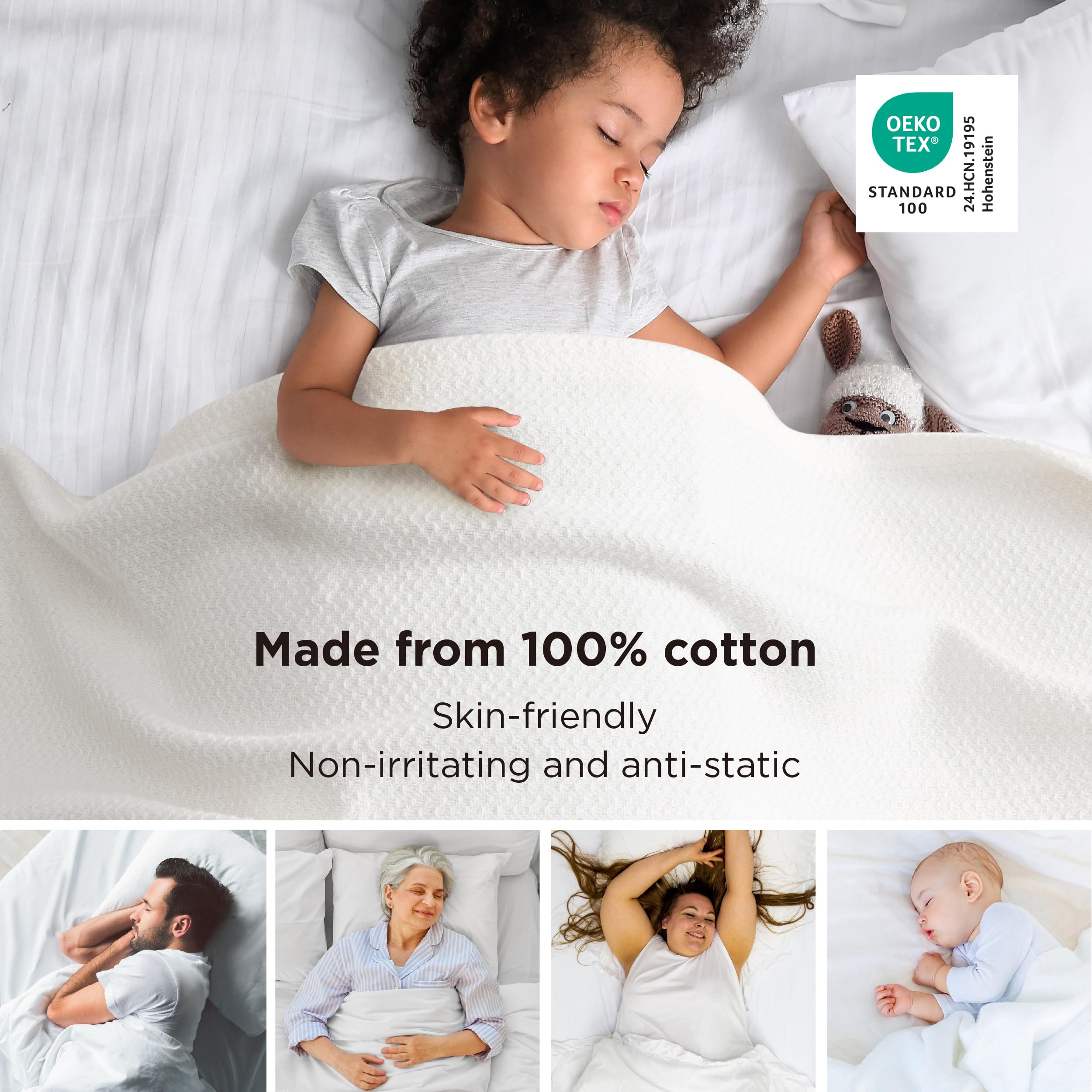 Bedsure GentleSoft 100 percent cotton blanket highlights herringbone weave and breathable comfort