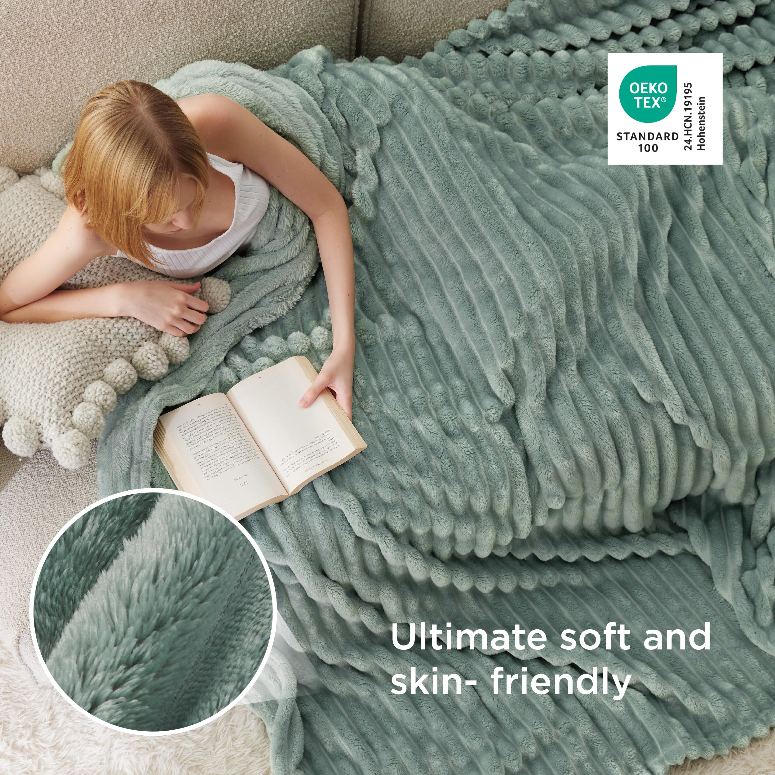 Bedsure GentleSoft blanket folded on bed for portable warmth