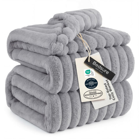 Bedsure GentleSoft blanket close-up of plush striped texture for cozy comfort