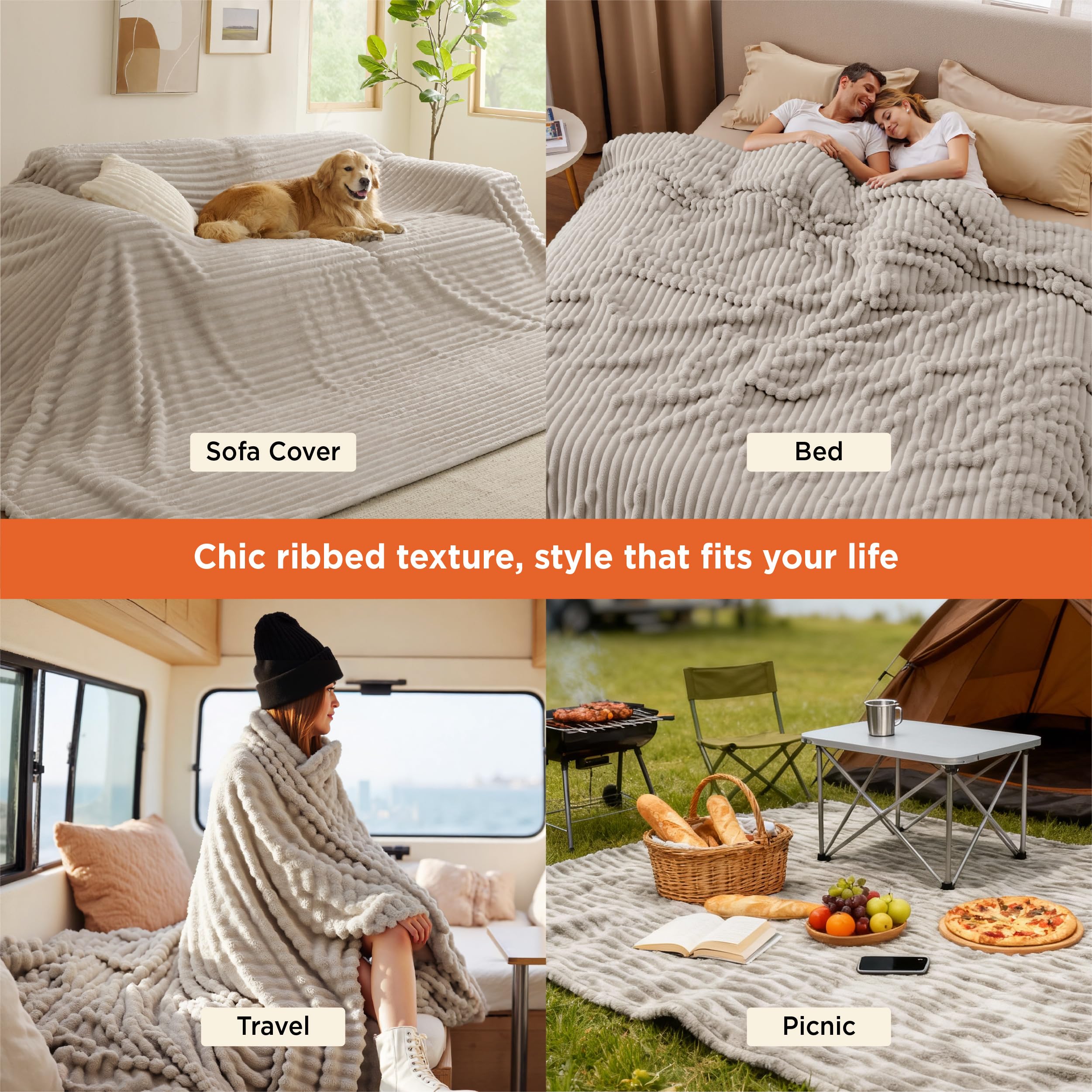 Bedsure GentleSoft stripe texture adds decor-friendly softness to any room.
