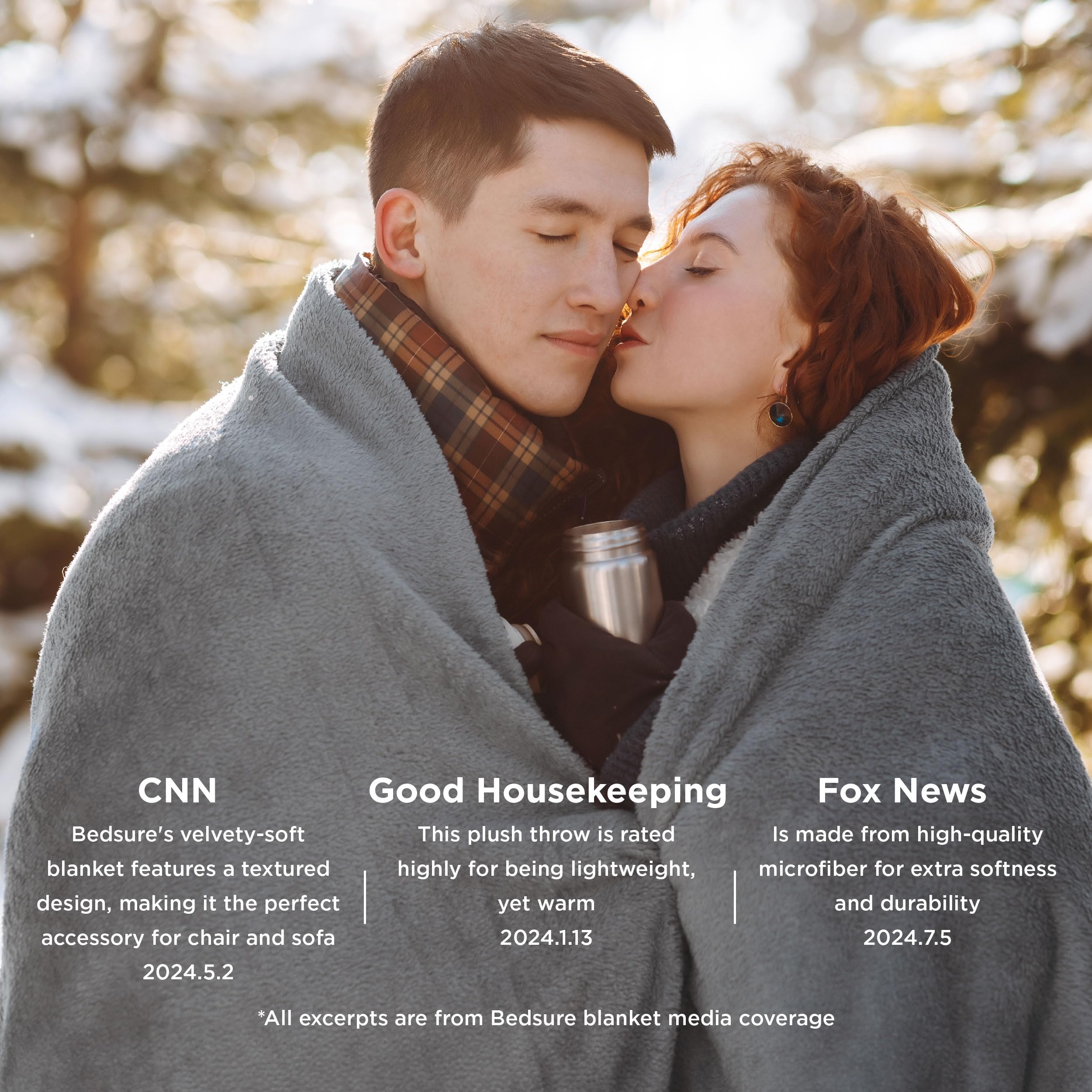 Bedsure GentleSoft blanket designed for travel use and easy packing