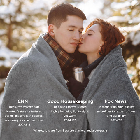 Bedsure GentleSoft blanket designed for travel use and easy packing