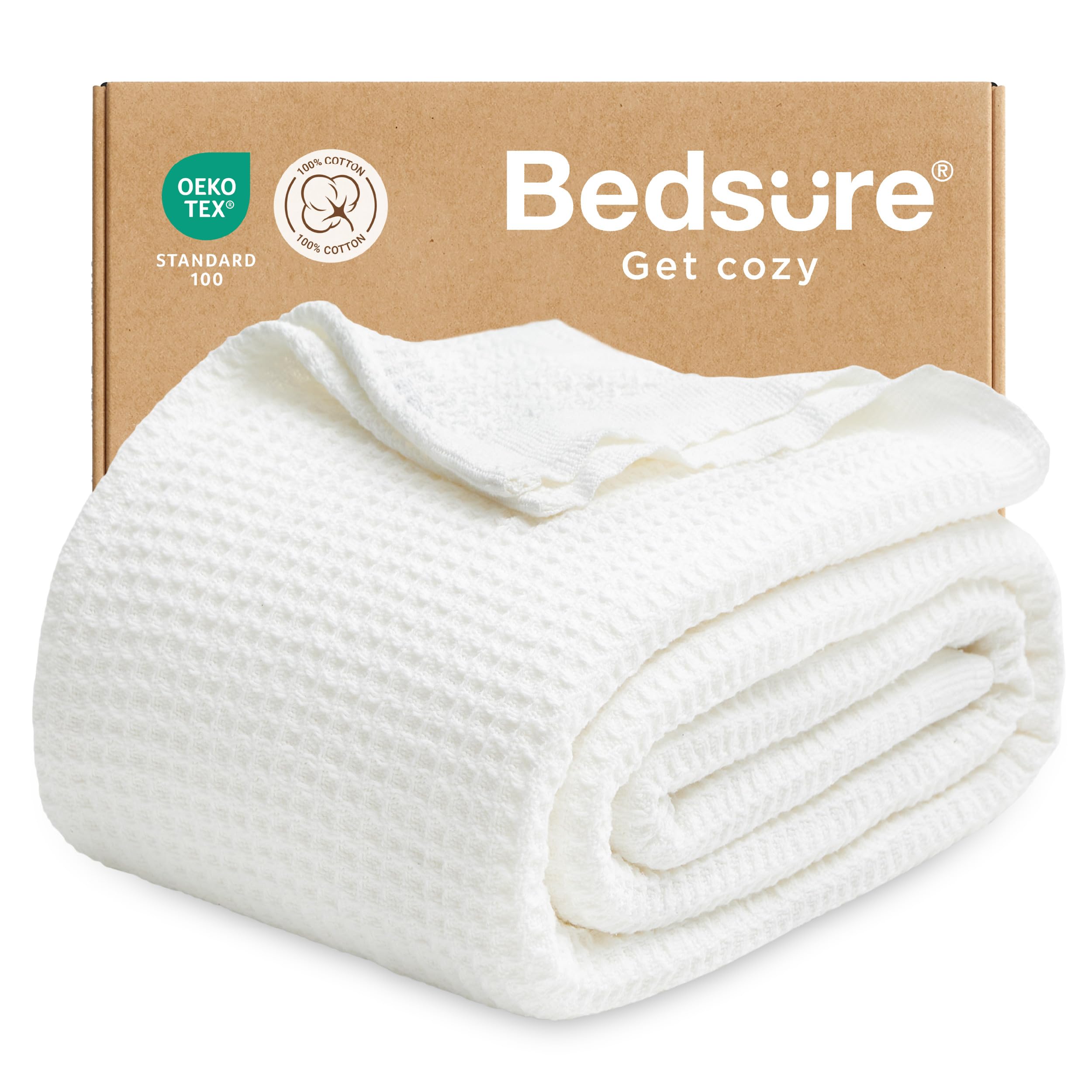 Bedsure Gentlesoft blanket closeup weave shows soft cotton texture for coziness